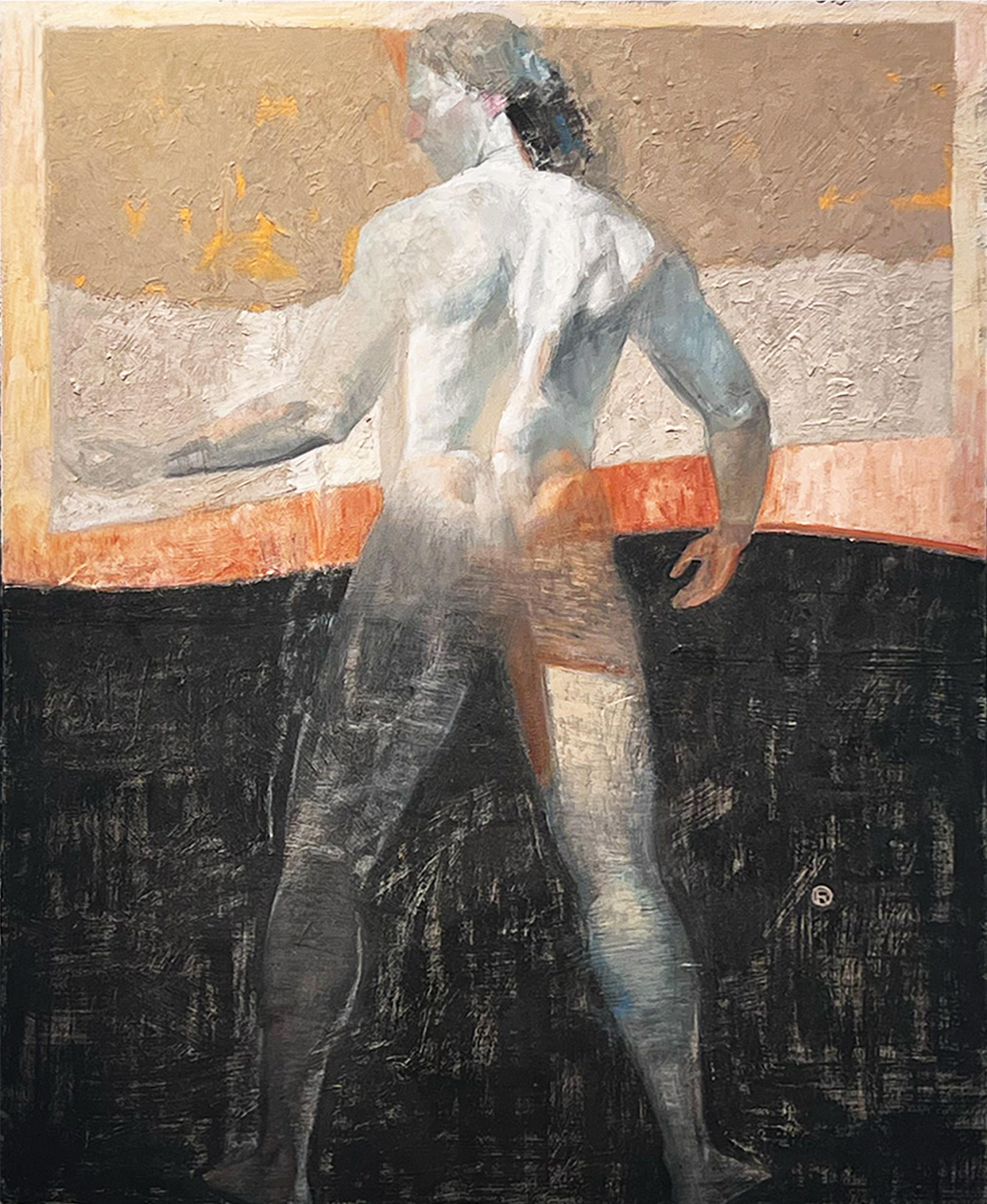 Odysseus III: Signed Male Nude Oil Painting on Panel, 12x9 in