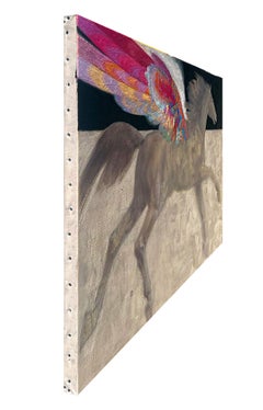 Pegasus – Painting, Colorful Oil on Canvas, 30x42 in, 2022, Signed
