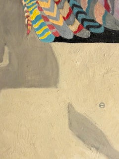Winged Figure Study: Male Silhouette with Colorful Wings, 12x9 in