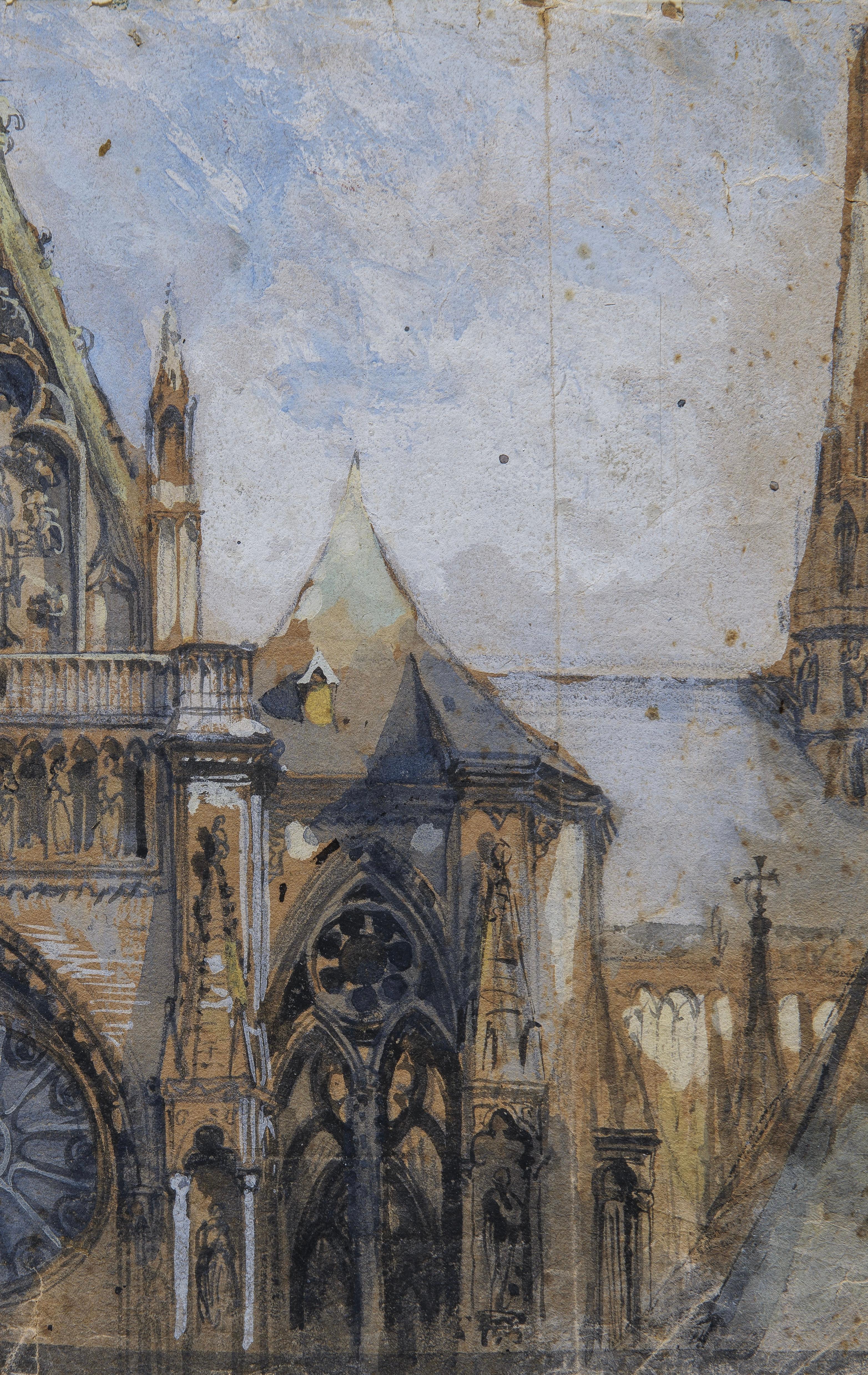 Romantico John Ruskin, acquerello del XIX secolo, accreditato in vendita