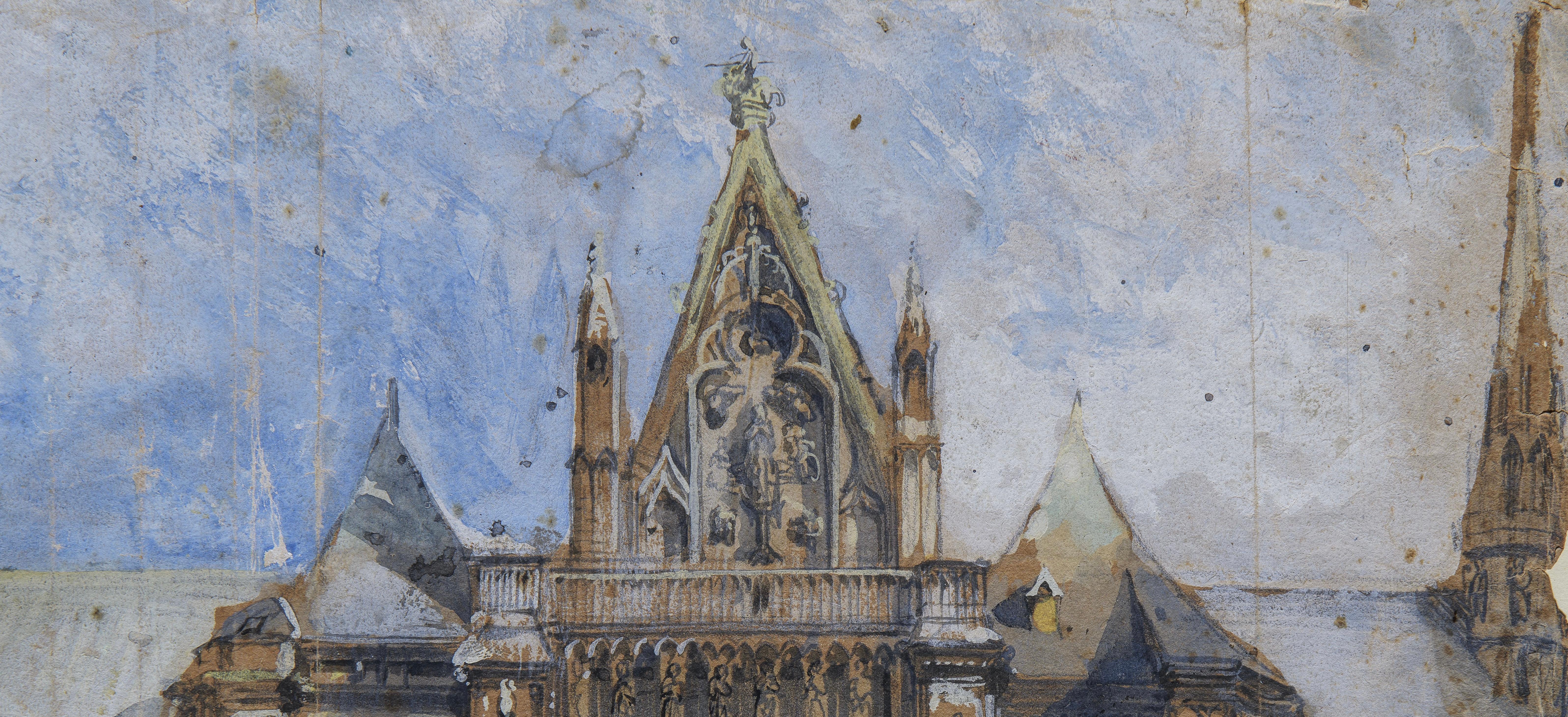 Britannico John Ruskin, acquerello del XIX secolo, accreditato in vendita