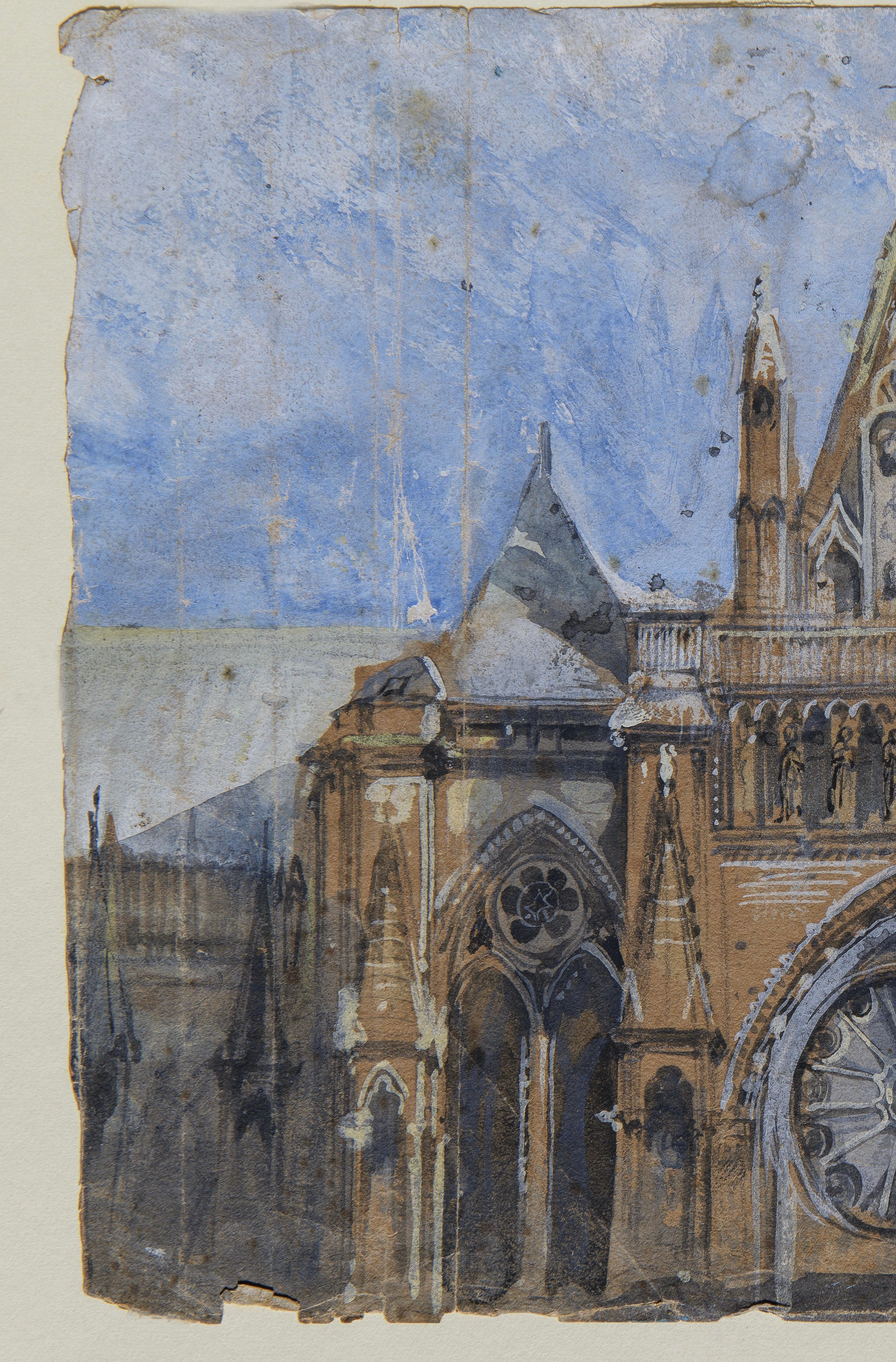 John Ruskin, acquerello del XIX secolo, accreditato In condizioni discrete in vendita a Roma, IT