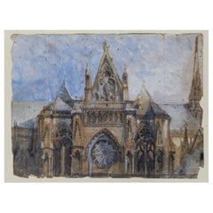 I John Ruskin Aquarelle du 19ème siècle créditée