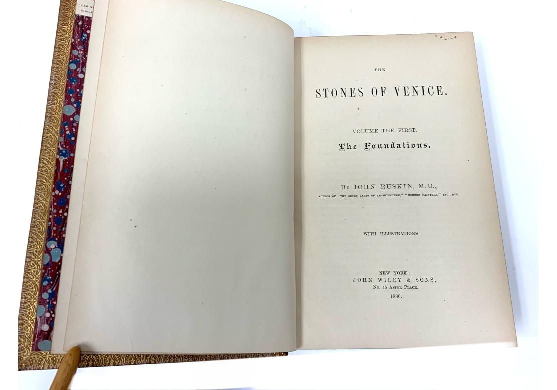 Américain John Ruskin, The Stones Of Venice, Vols. I+I, 1880 en vente