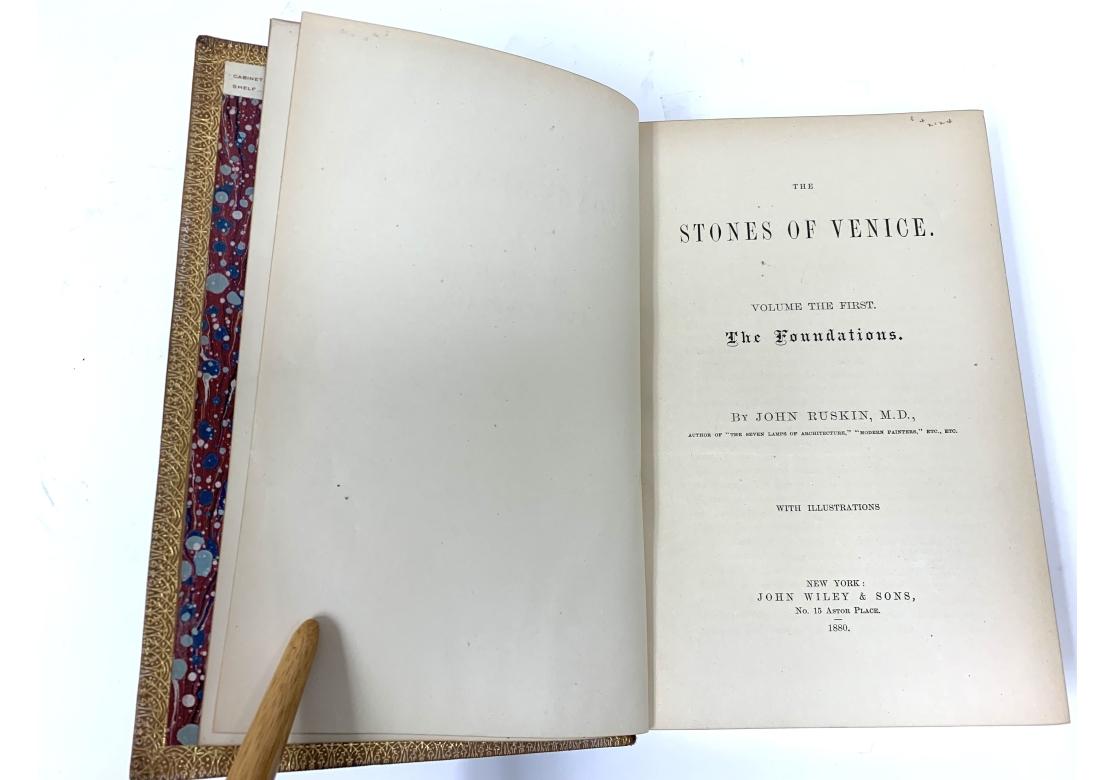 XIXe siècle John Ruskin, The Stones Of Venice, Vols. I+I, 1880 en vente