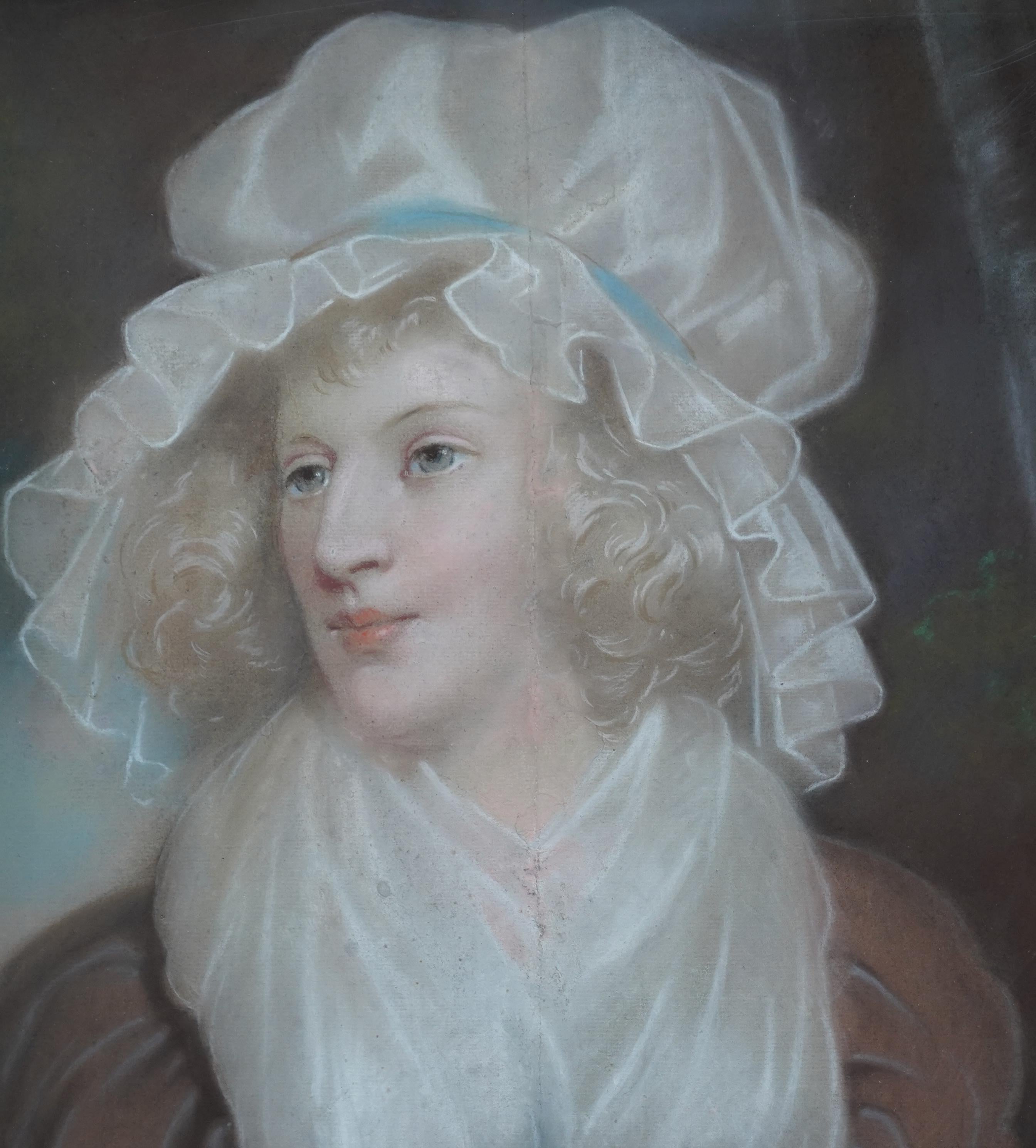 Porträt einer Dame in Mob Cap - Britisches Ölgemälde eines alten Meisters aus dem 18. Jahrhundert (Alte Meister), Painting, von John Russell (att)