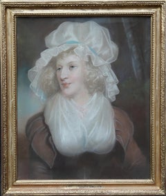 Portrait of Lady in Mob Cap - British Old Master 18th century art oil painting