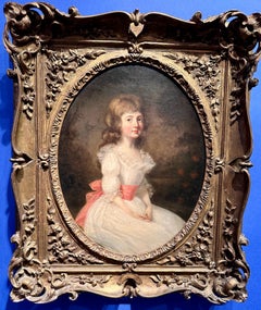 18th century Portrait of a young girl, Miss Cator in a landscape, white dress