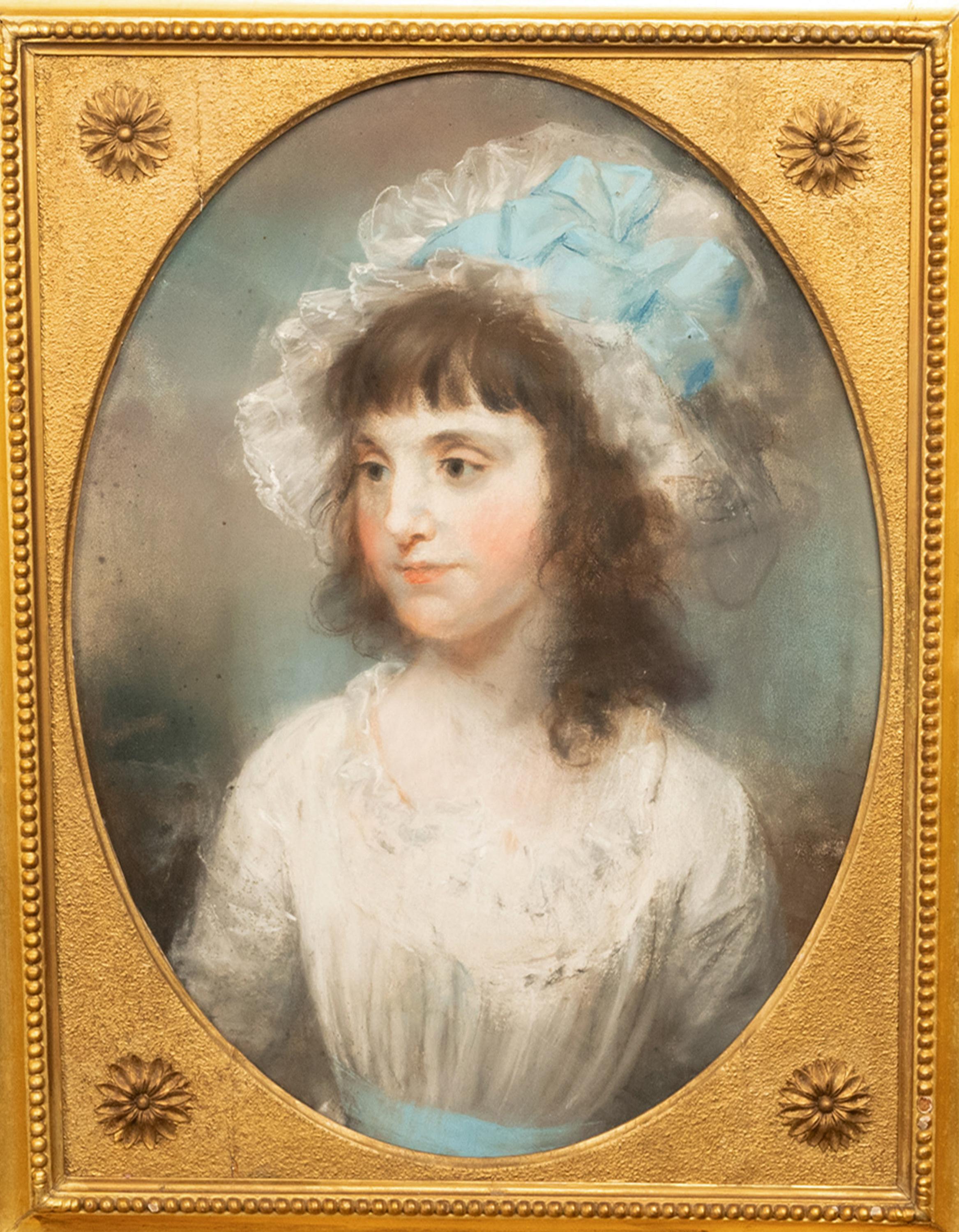 Important 18th Century Pastel Portrait Painting Young Girl John Russell RA 1789 For Sale 1