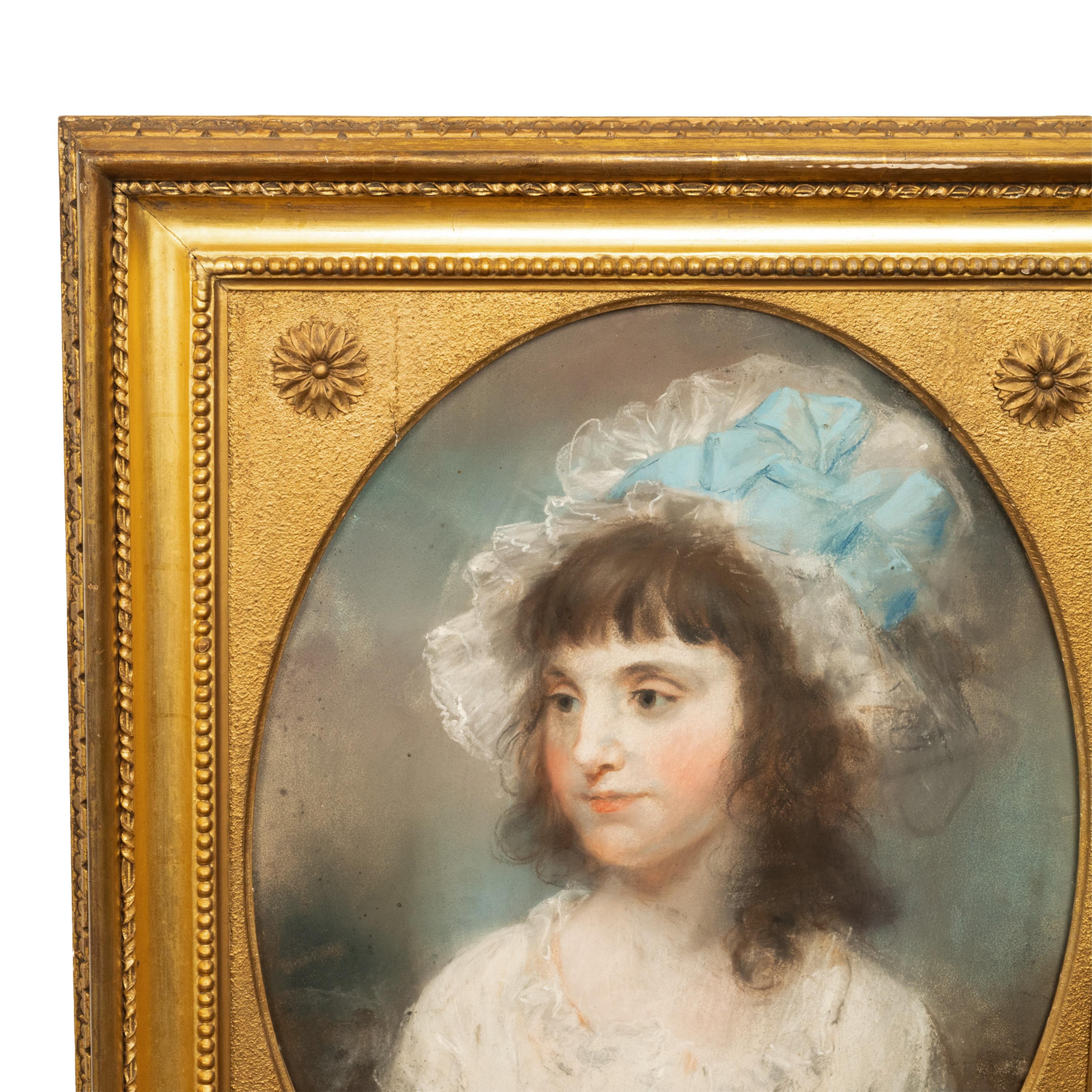 Important 18th Century Pastel Portrait Painting Young Girl John Russell RA 1789 For Sale 2