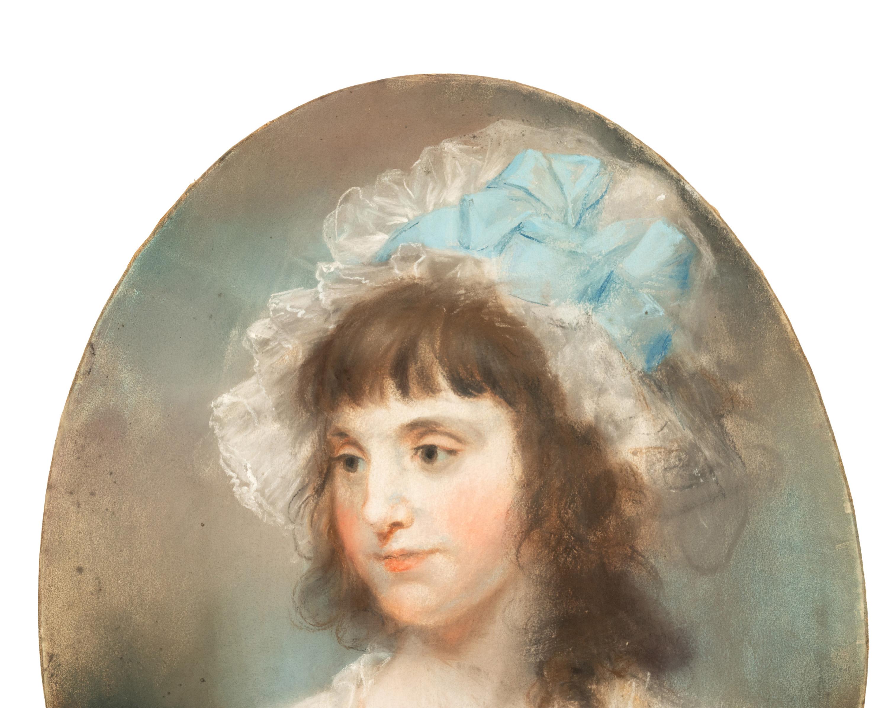 Importante pintura al pastel del siglo XVIII Retrato de una joven John Russell RA 1789 en venta 4