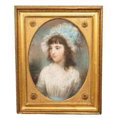 Important 18th Century Pastel Portrait Painting Young Girl John Russell RA 1789