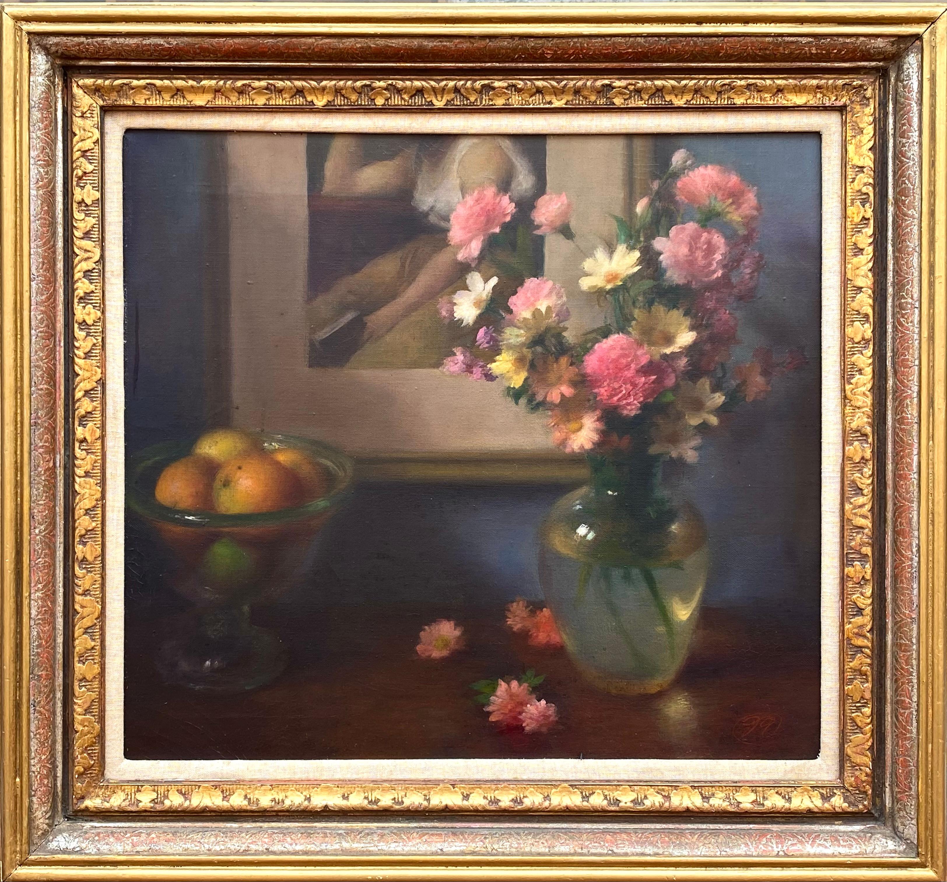 “Still Life with Flowers and Fruit” - Painting by John Russell