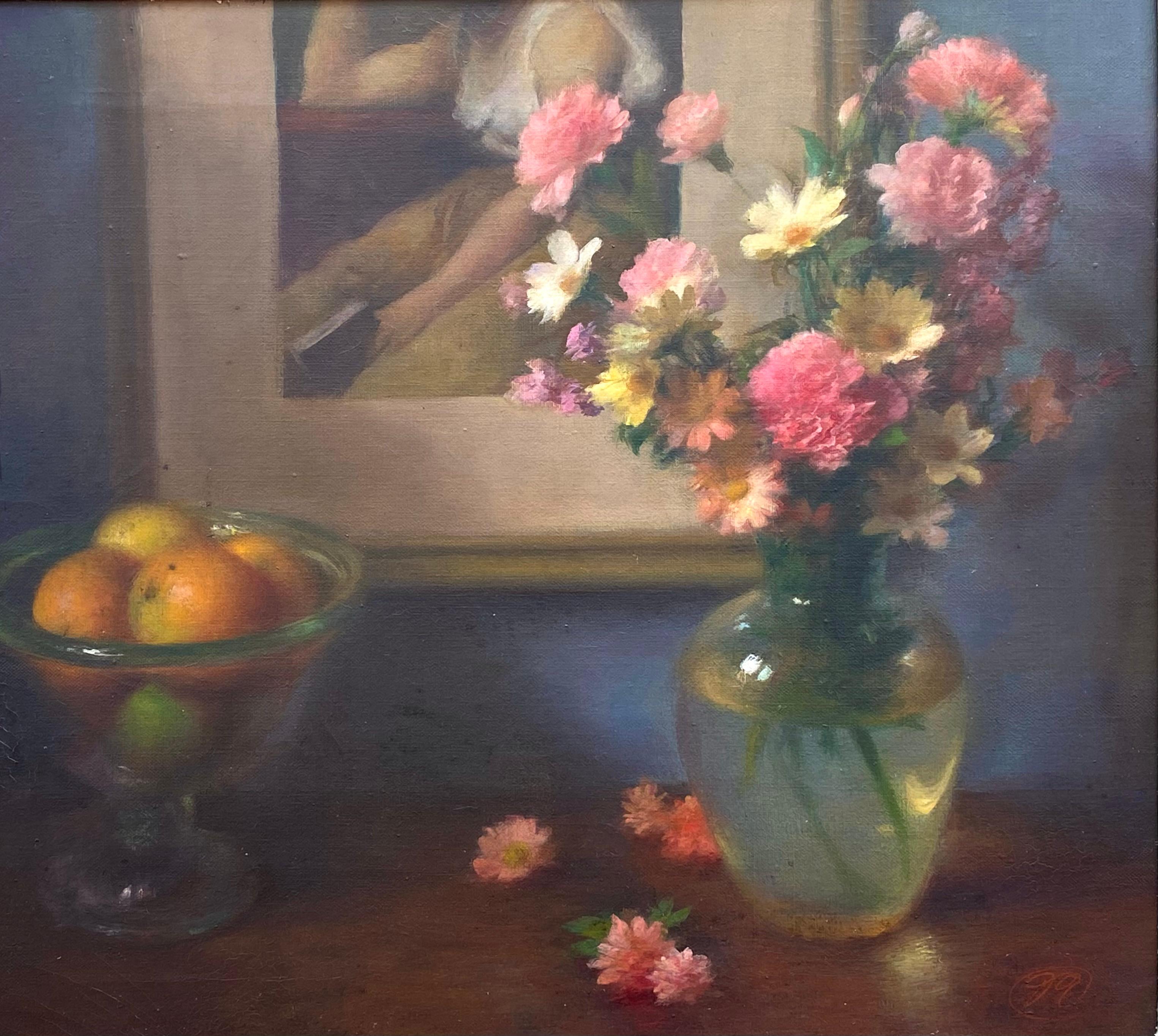 John Russell Still-Life Painting - “Still Life with Flowers and Fruit”