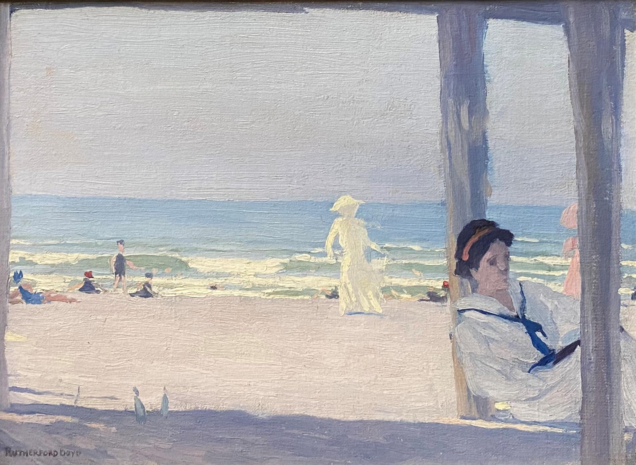 Sitzende Frau in Weiß – Painting von John Rutherford Boyd
