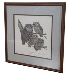 John Ruthven Homestead Series Screech Owl Bird Signed Lithograph Print 16"