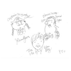John Ryan Autographed Sketch of Captain Pugwash & Others