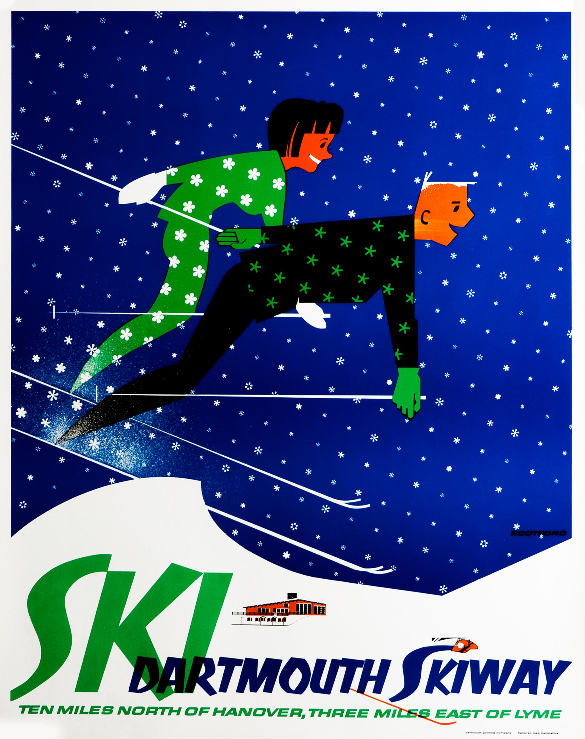 Ski Dartmouth Skiway Original Vintage Skiing Poster  - Print by John Ryland Scotford
