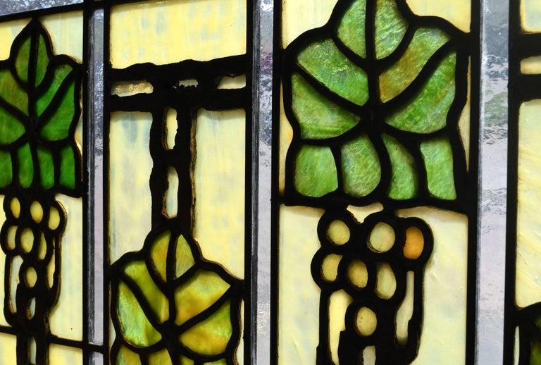 John S. Bradstreet Grape Leaves Stained Glass Window Set at 1stDibs