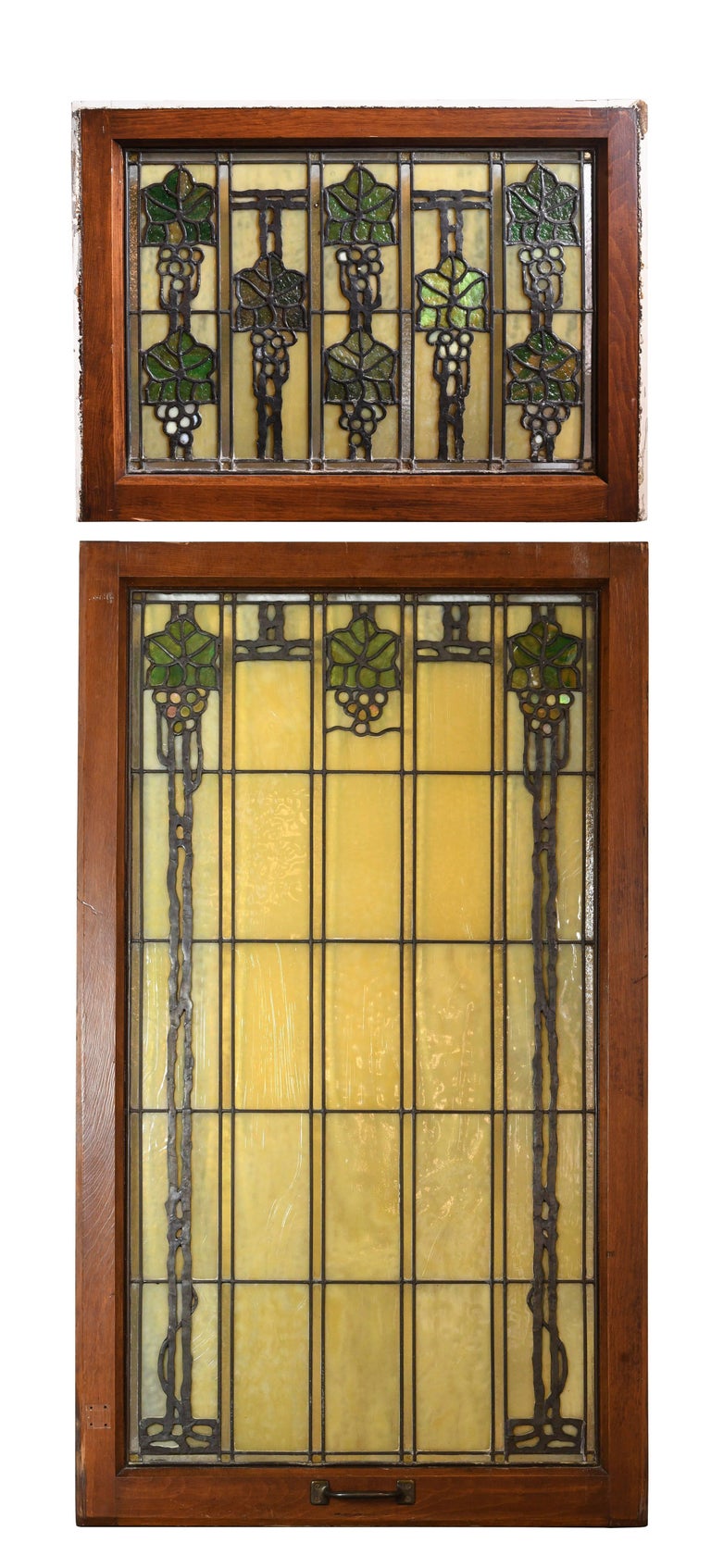 John S. Bradstreet Grape Leaves Stained Glass Window Set at 1stDibs