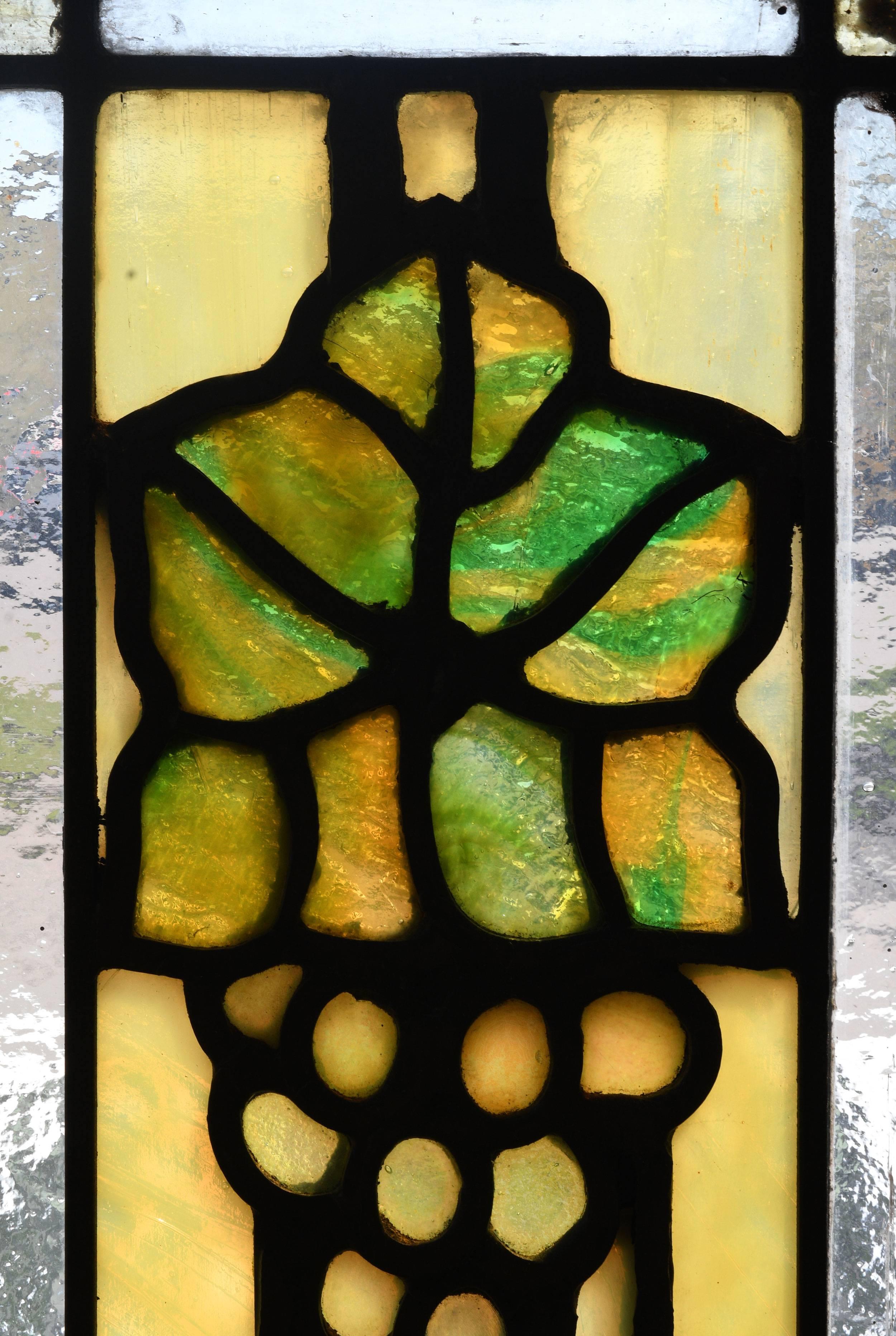 John S. Bradstreet Grape Leaves Stained Glass Window Set 2