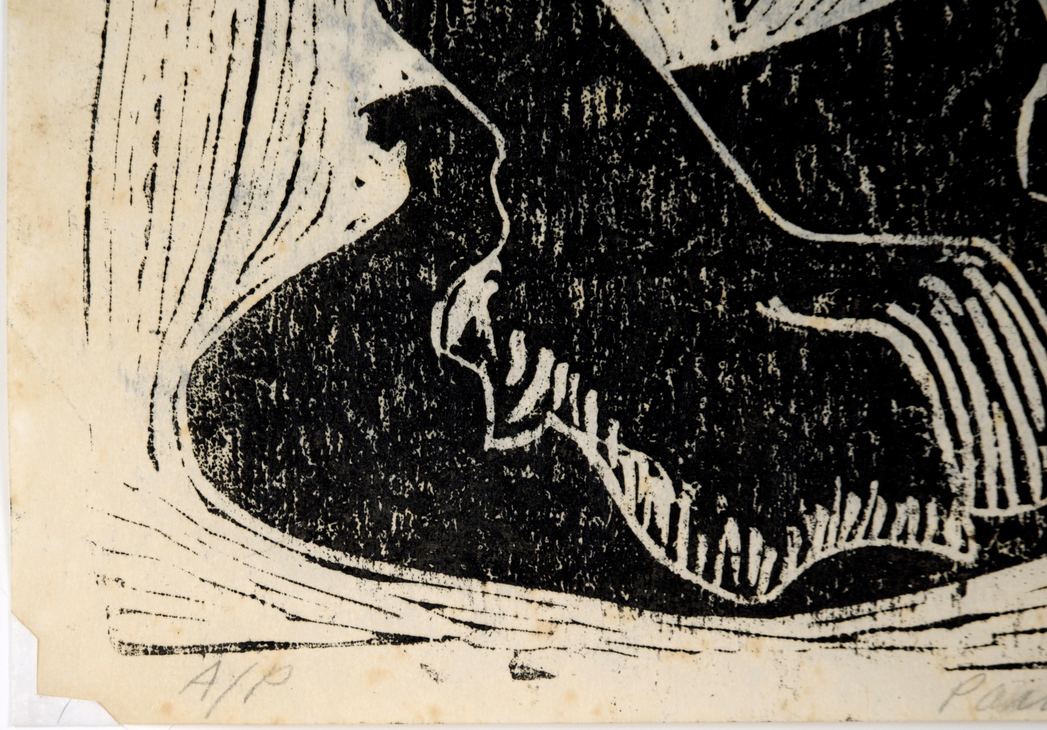 Pan with Flutes - Original Bay Area Woodblock Print For Sale 4