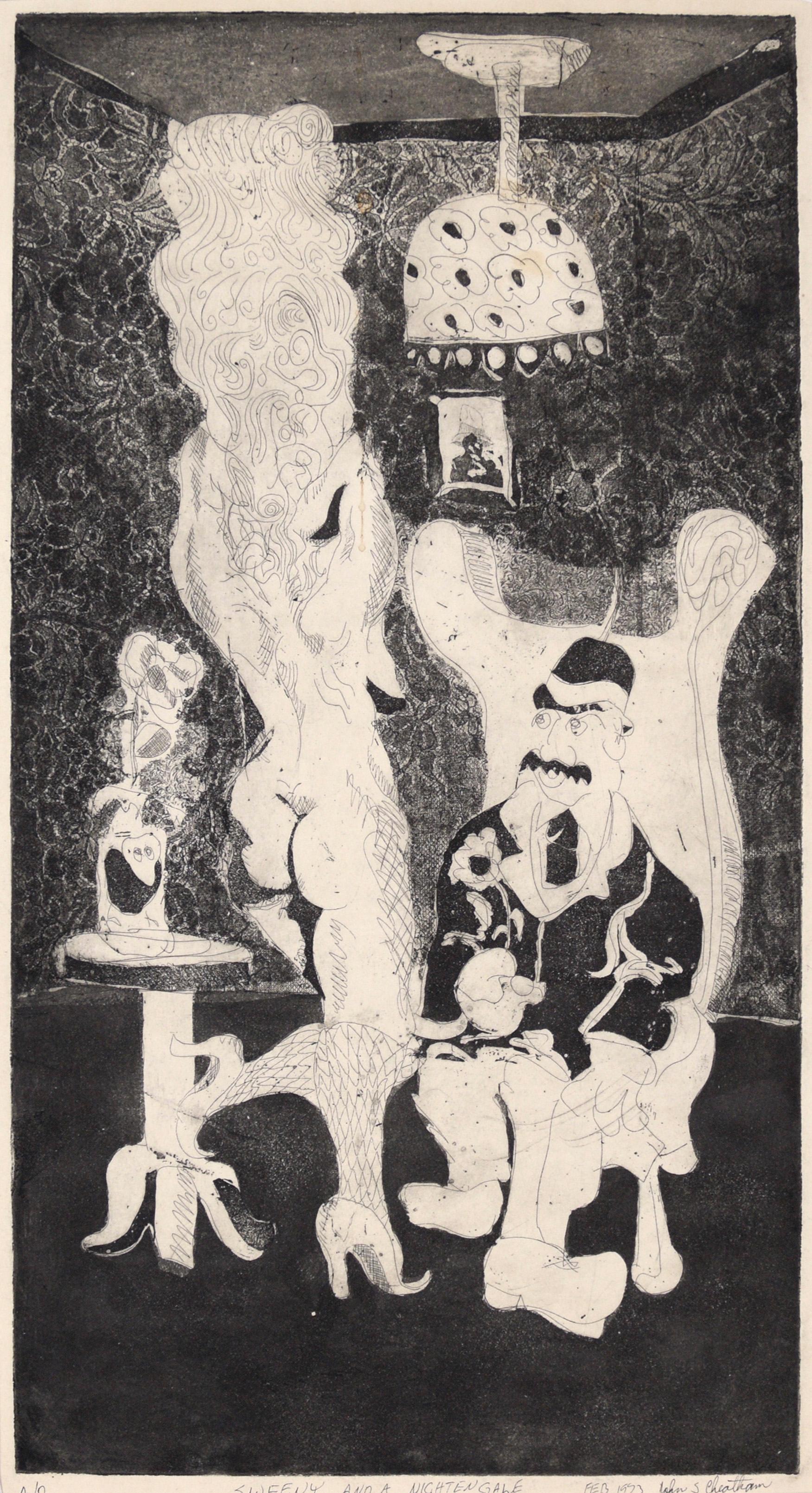 Sweeny and A Nightingale - Original Bay Area Etching inspired by T.S. Eliot - Print by John S. Cheatham