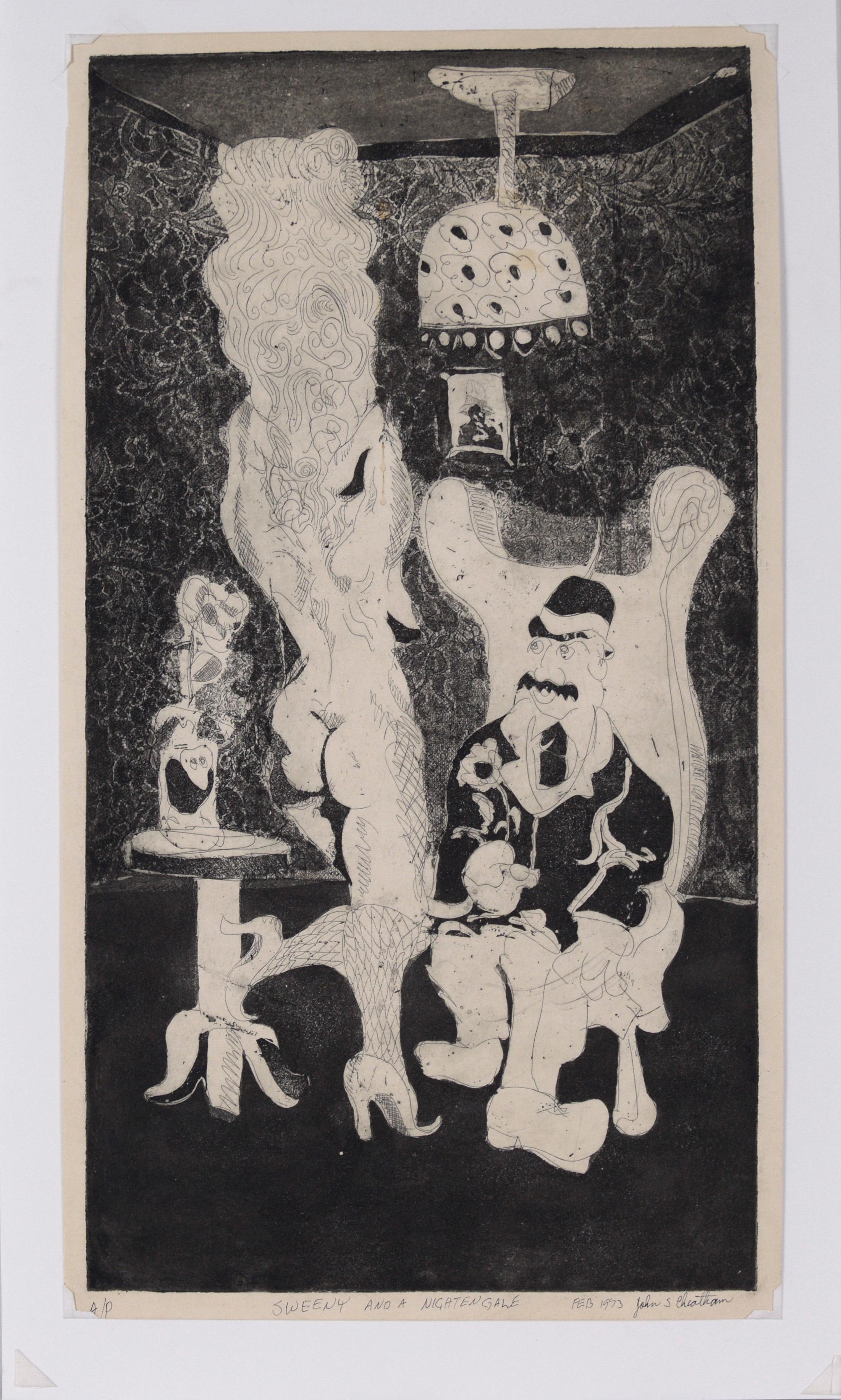Sweeny and A Nightingale - Original Bay Area Etching inspired by T.S. Eliot For Sale 3