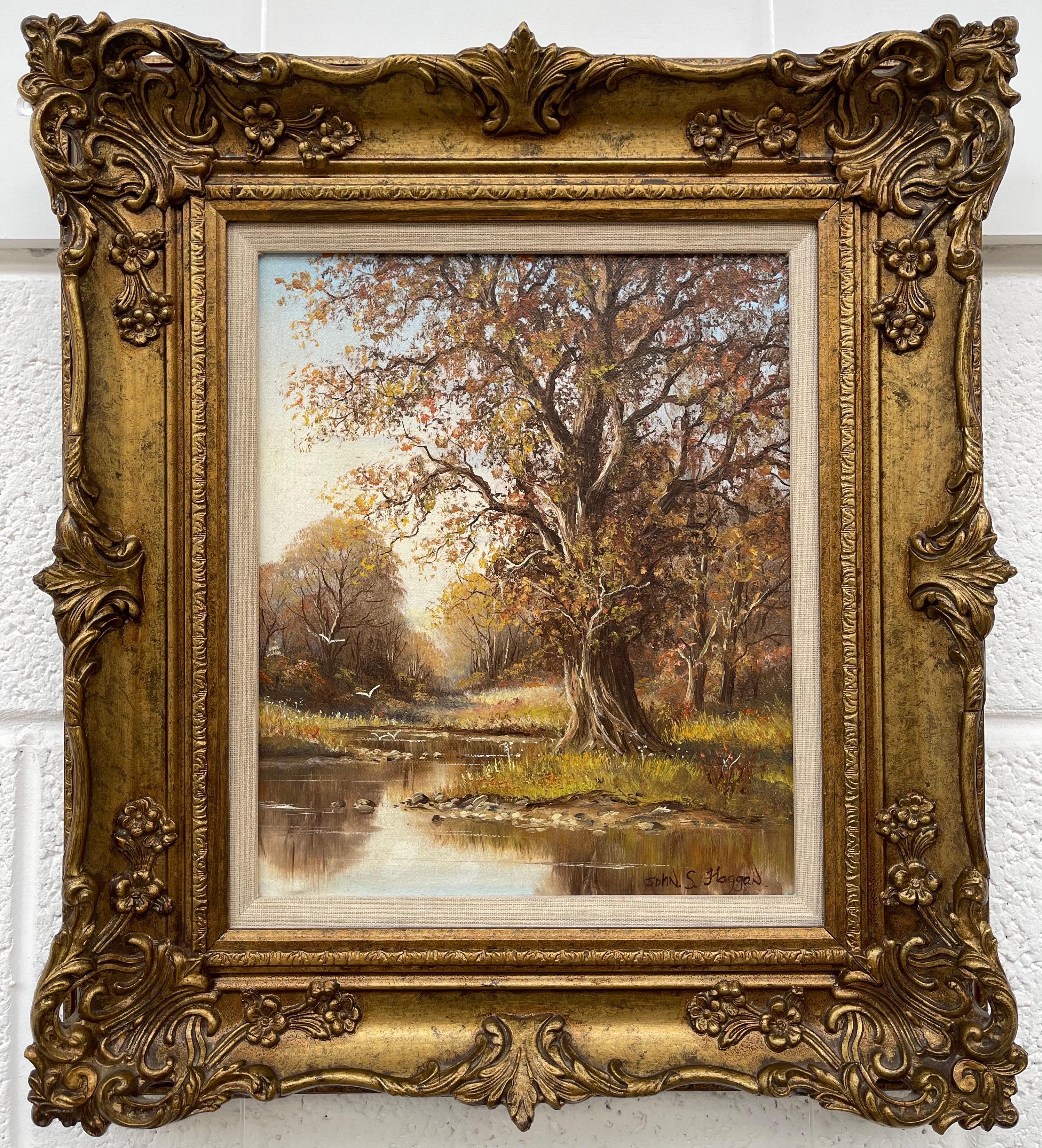 Autumn Trees by River in County Tyrone by 20th Century Modern Irish Artist For Sale 3