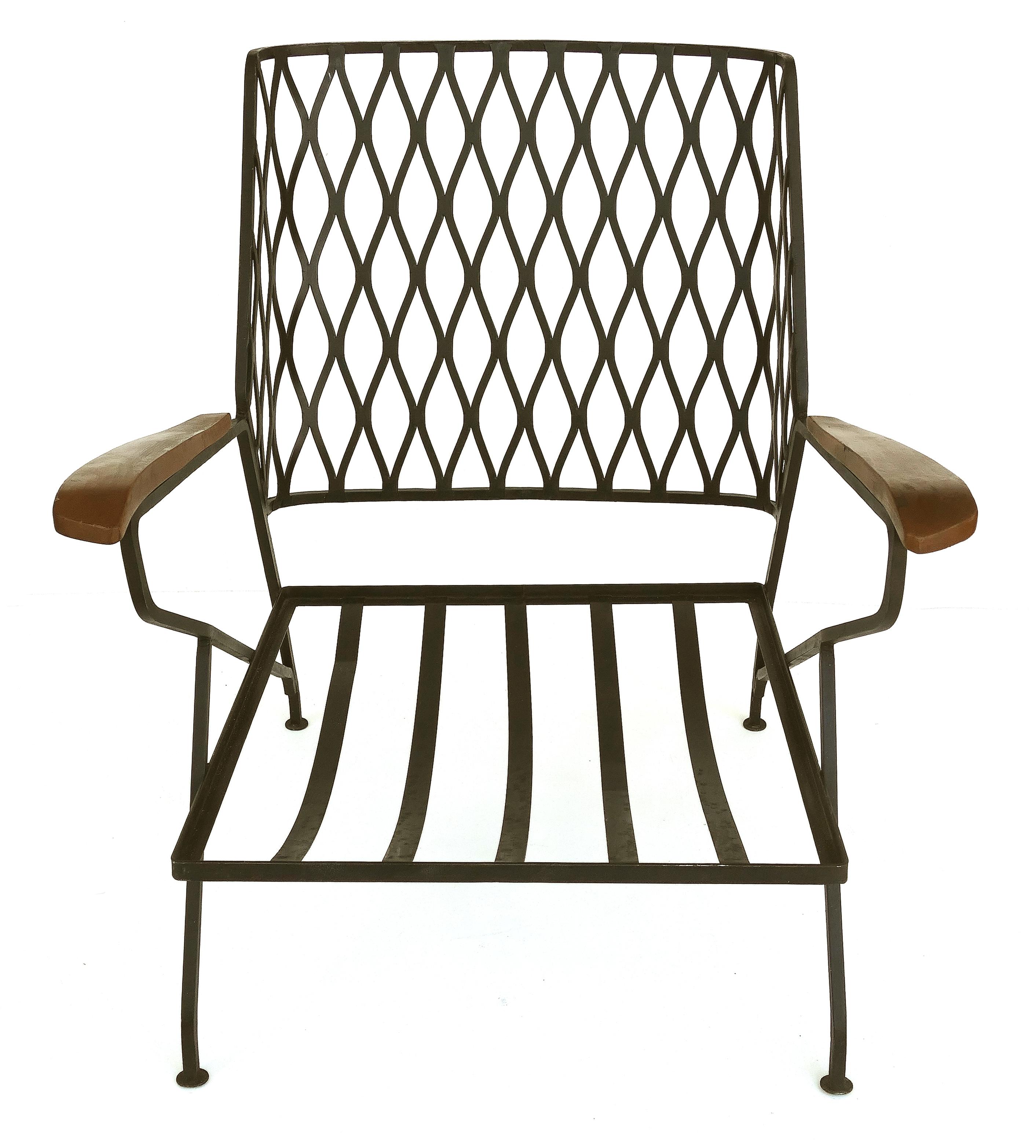 John S. Salterini Wrought Iron and Wood Armchairs, Salterini Furniture
