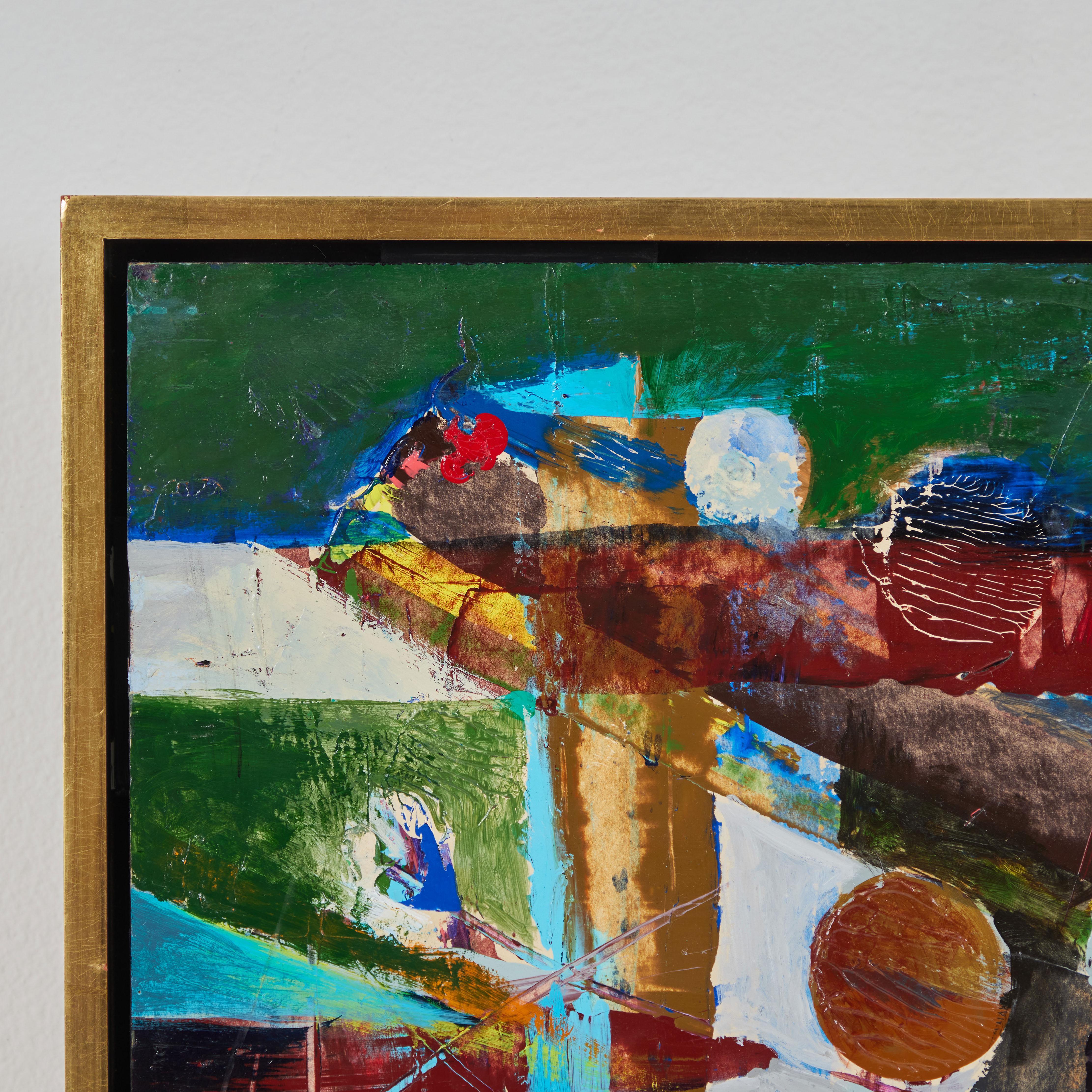 Huile abstraite sur panneau, John Sacarro (1913-1981) - Painting de John Saccaro