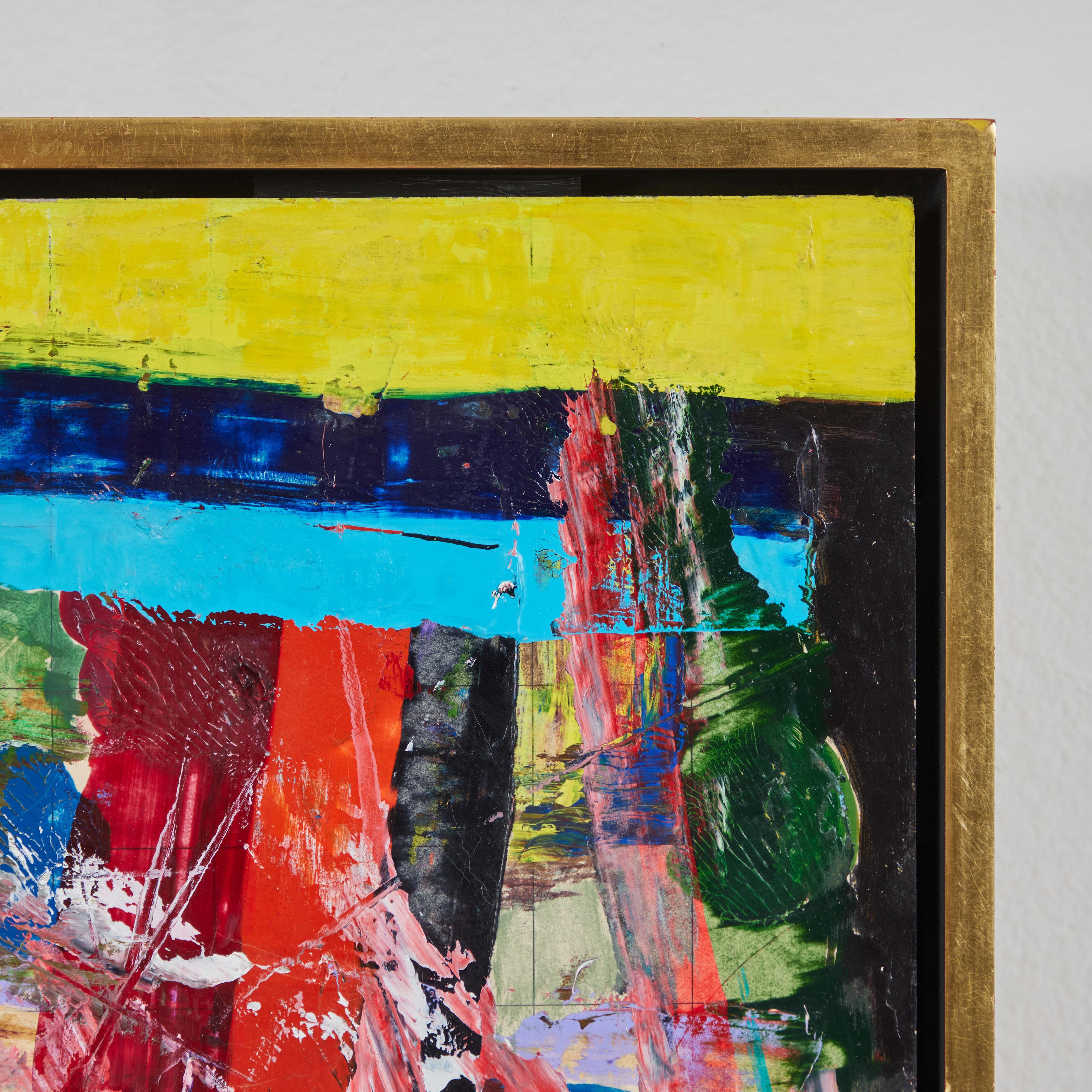 Abstract Oil on Panel, John Sacarro (1913-1981) - Brown Abstract Painting by John Saccaro