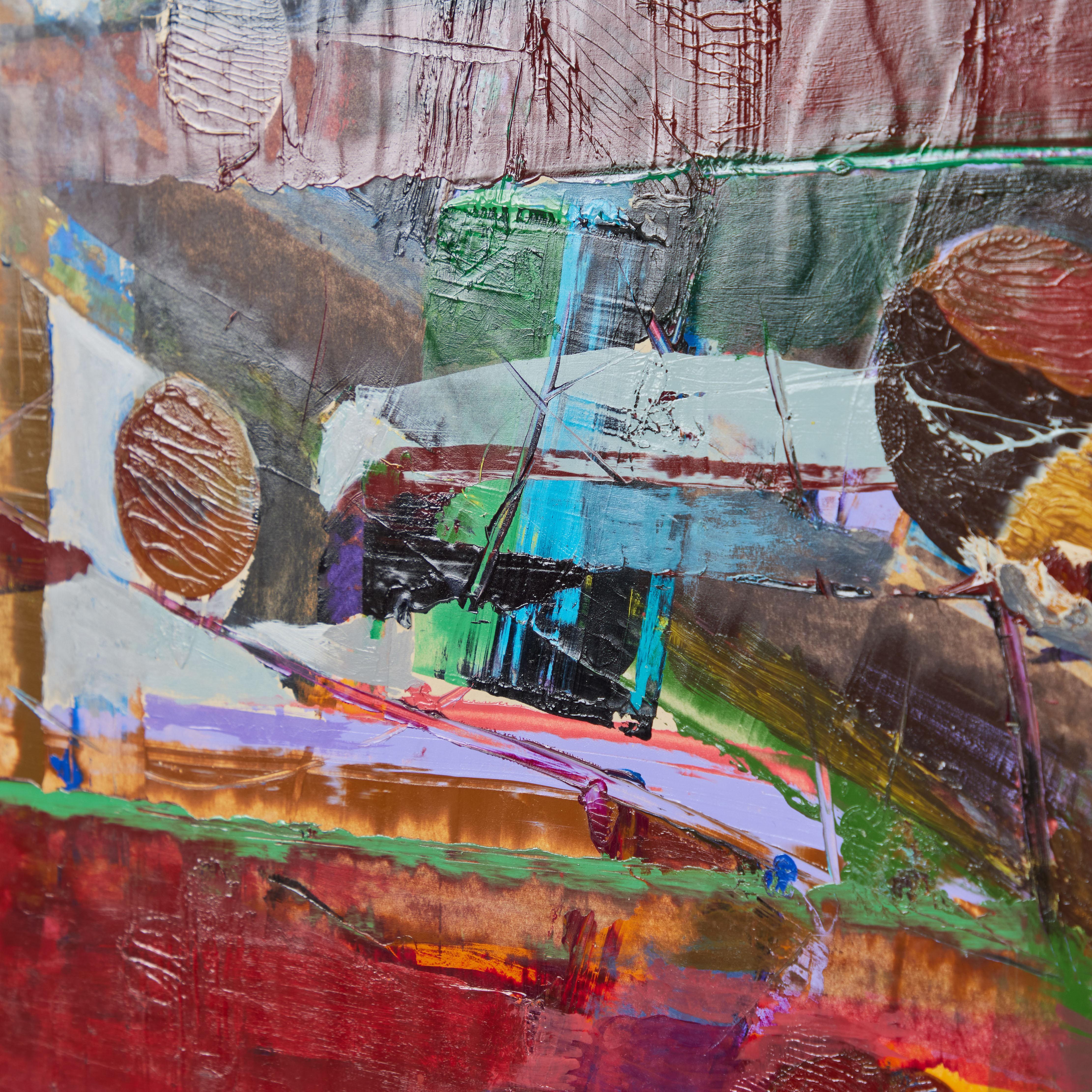 Huile abstraite sur panneau, John Sacarro (1913-1981) en vente 3