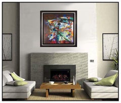 John Saccaro Original Oil Painting On Canvas Signed Large Abstract Framed Art
