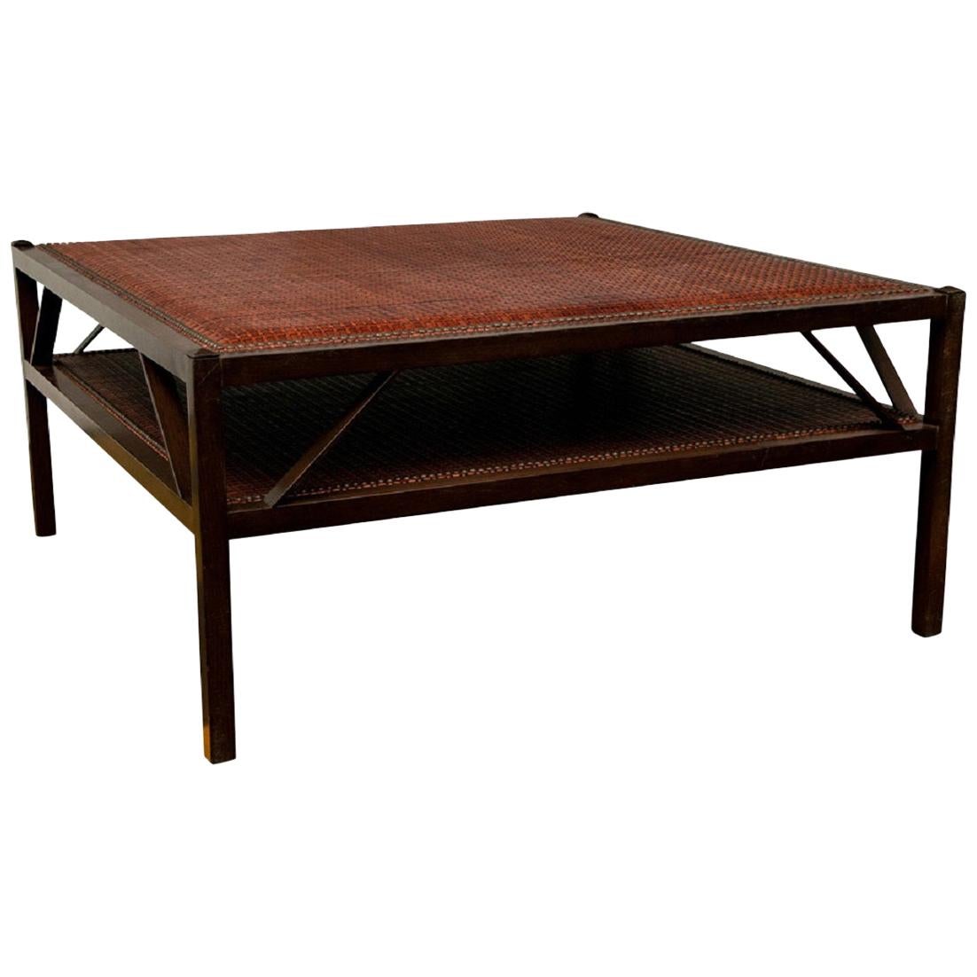 John Saladino Braided Leather “Duplex” Table/Ottoman