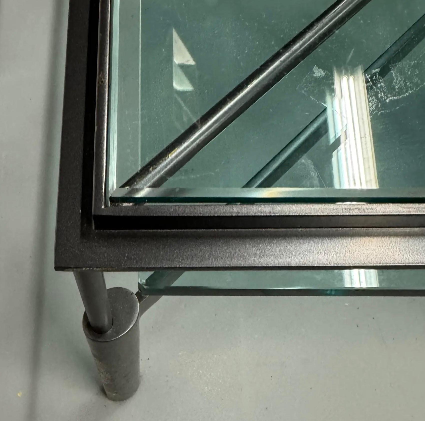 American John Saladino Metal and Glass Cocktail Table For Sale