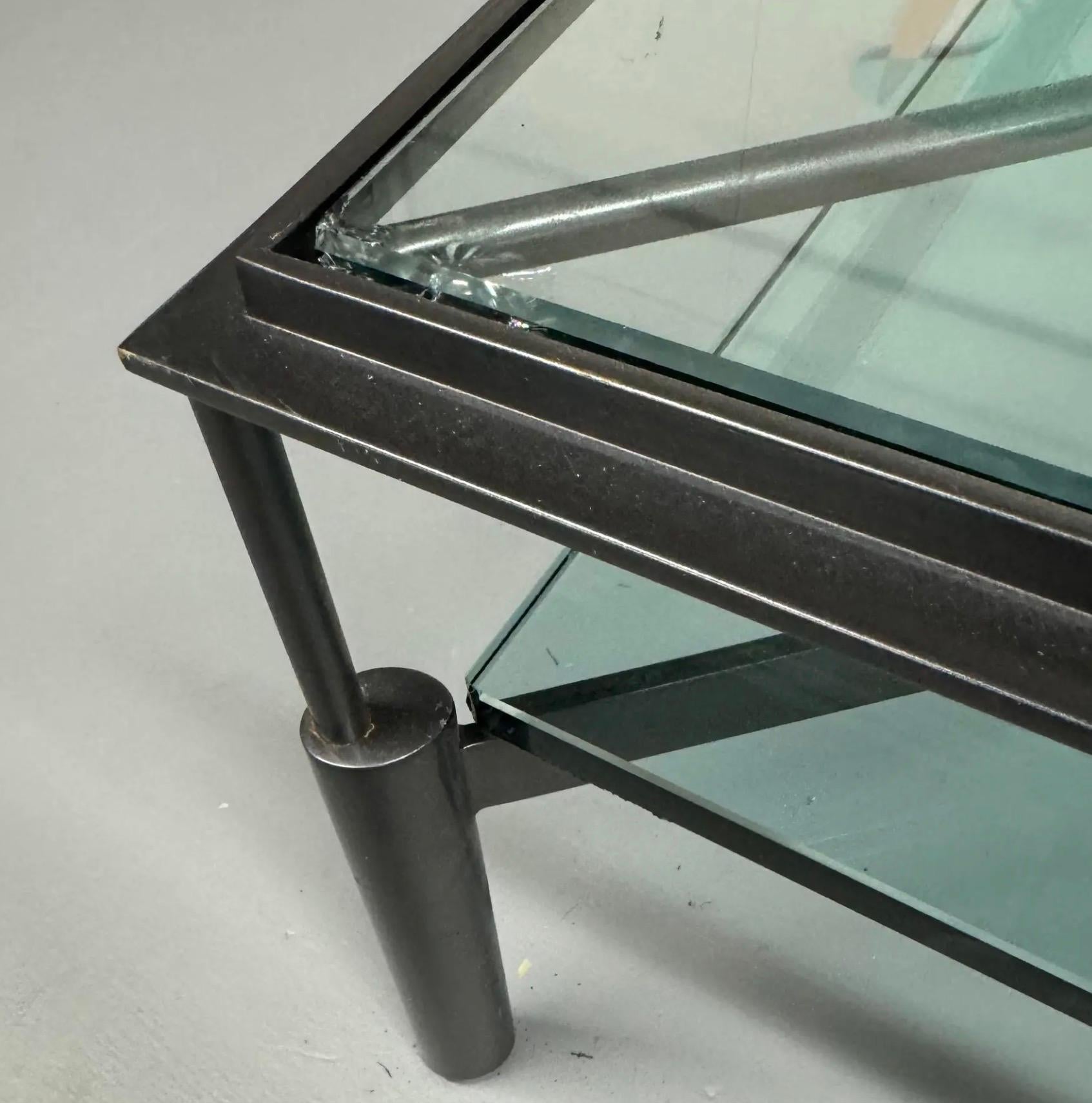 John Saladino Metal and Glass Cocktail Table In Good Condition For Sale In New York, NY