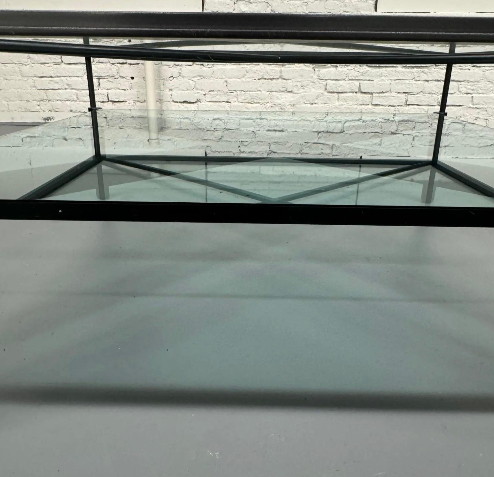 Contemporary John Saladino Metal and Glass Cocktail Table For Sale
