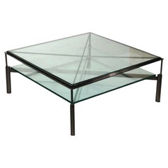 John Saladino Metal and Glass Cocktail Table