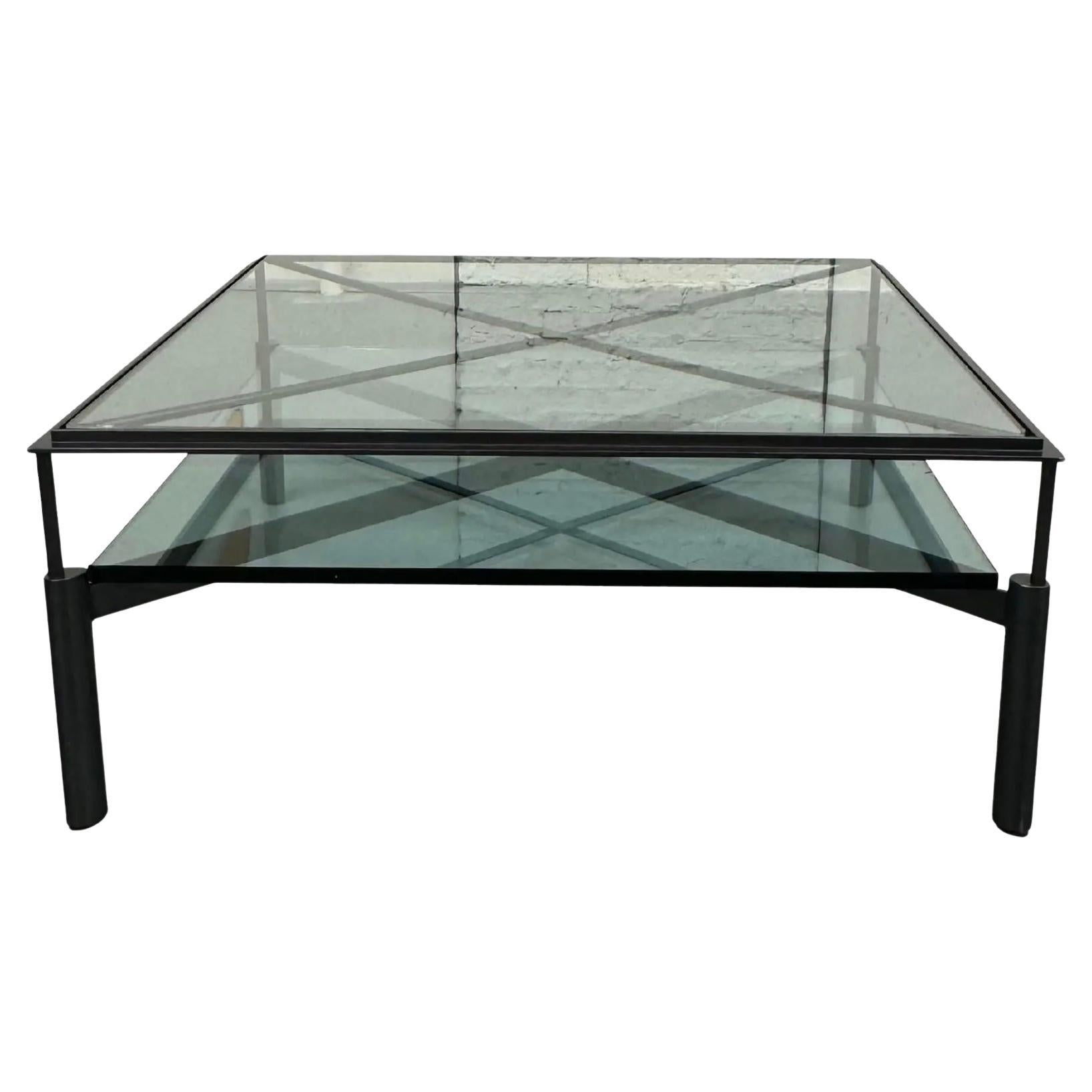 John Saladino Metal and Glass Cocktail Table For Sale