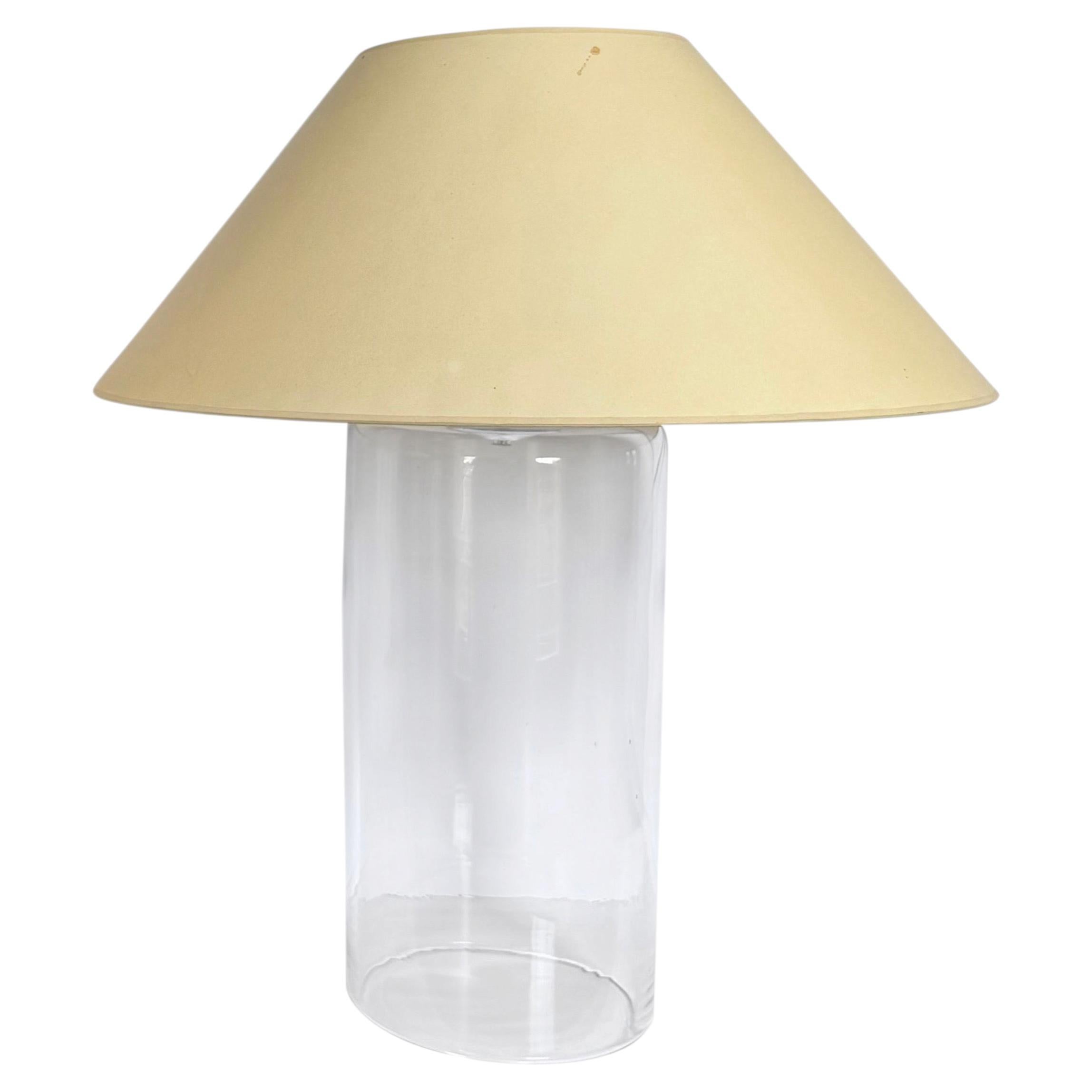 Pre-owned Pyrex John Saladino Model 999 Clear Hand-blown Glass Table Lamp & Shade, Circa 1970s In Beige