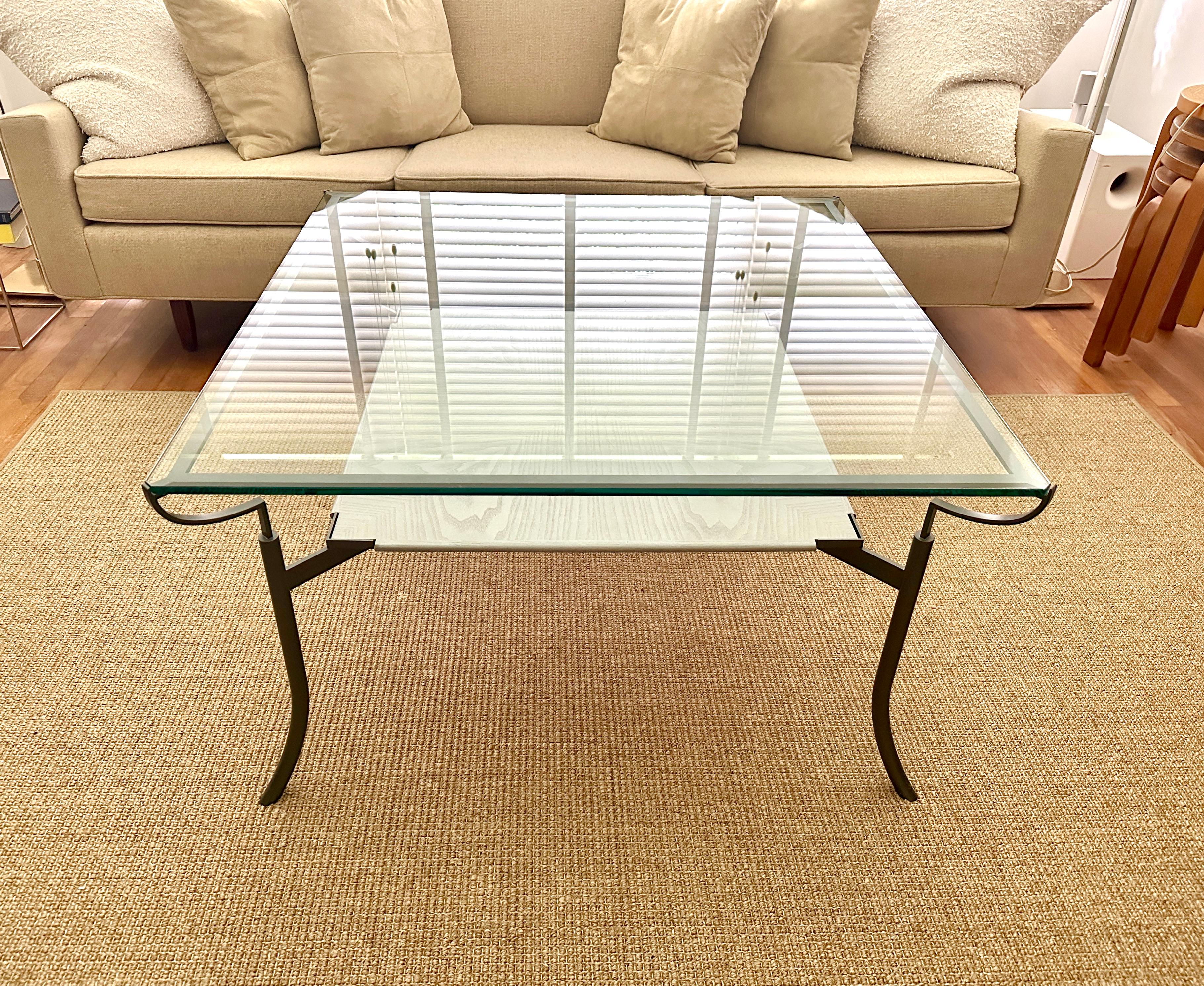 Minimalist John Saladino QUADRANT Glass Top Coffee Table With Tray