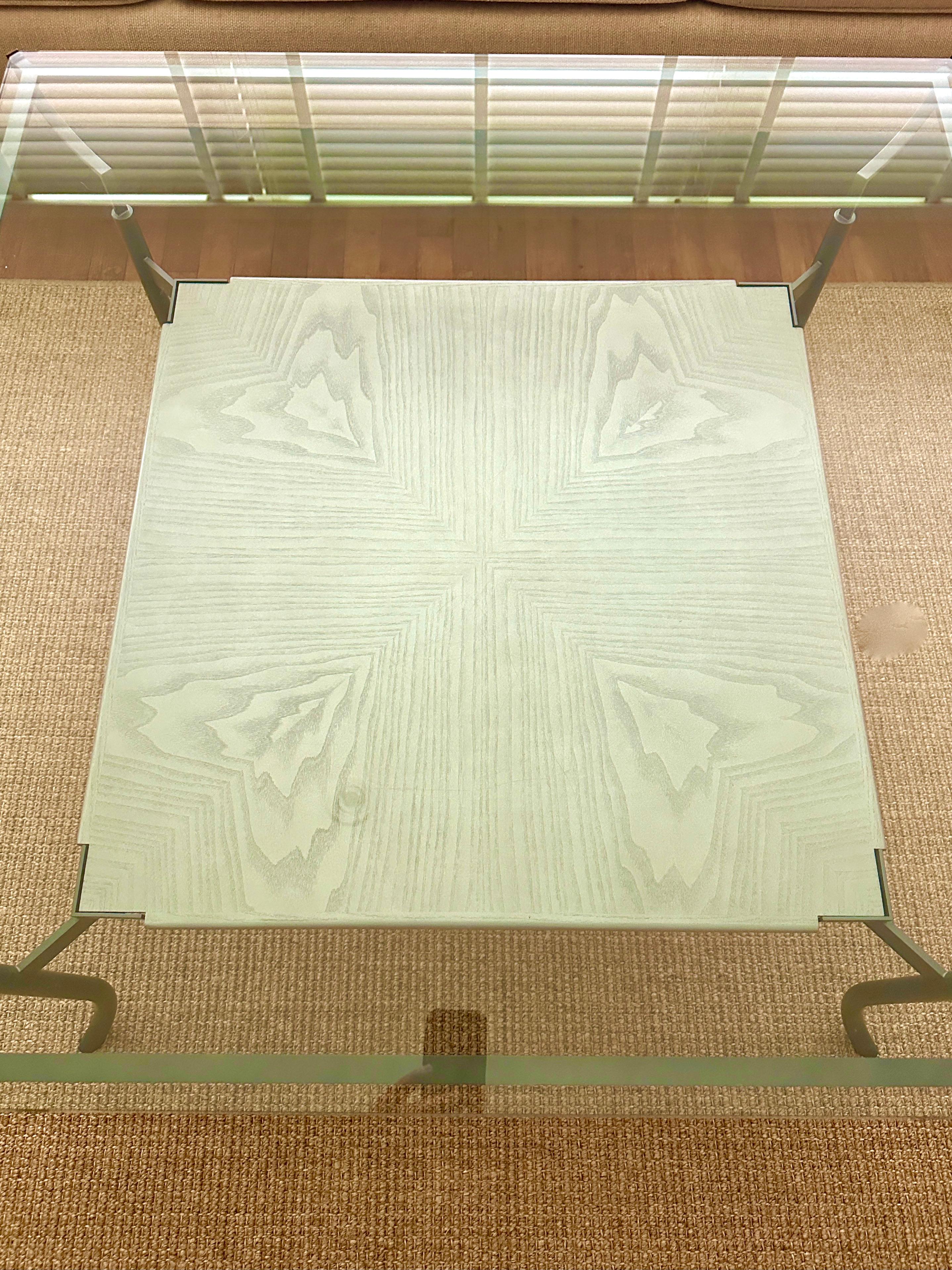 Contemporary John Saladino QUADRANT Glass Top Coffee Table With Tray