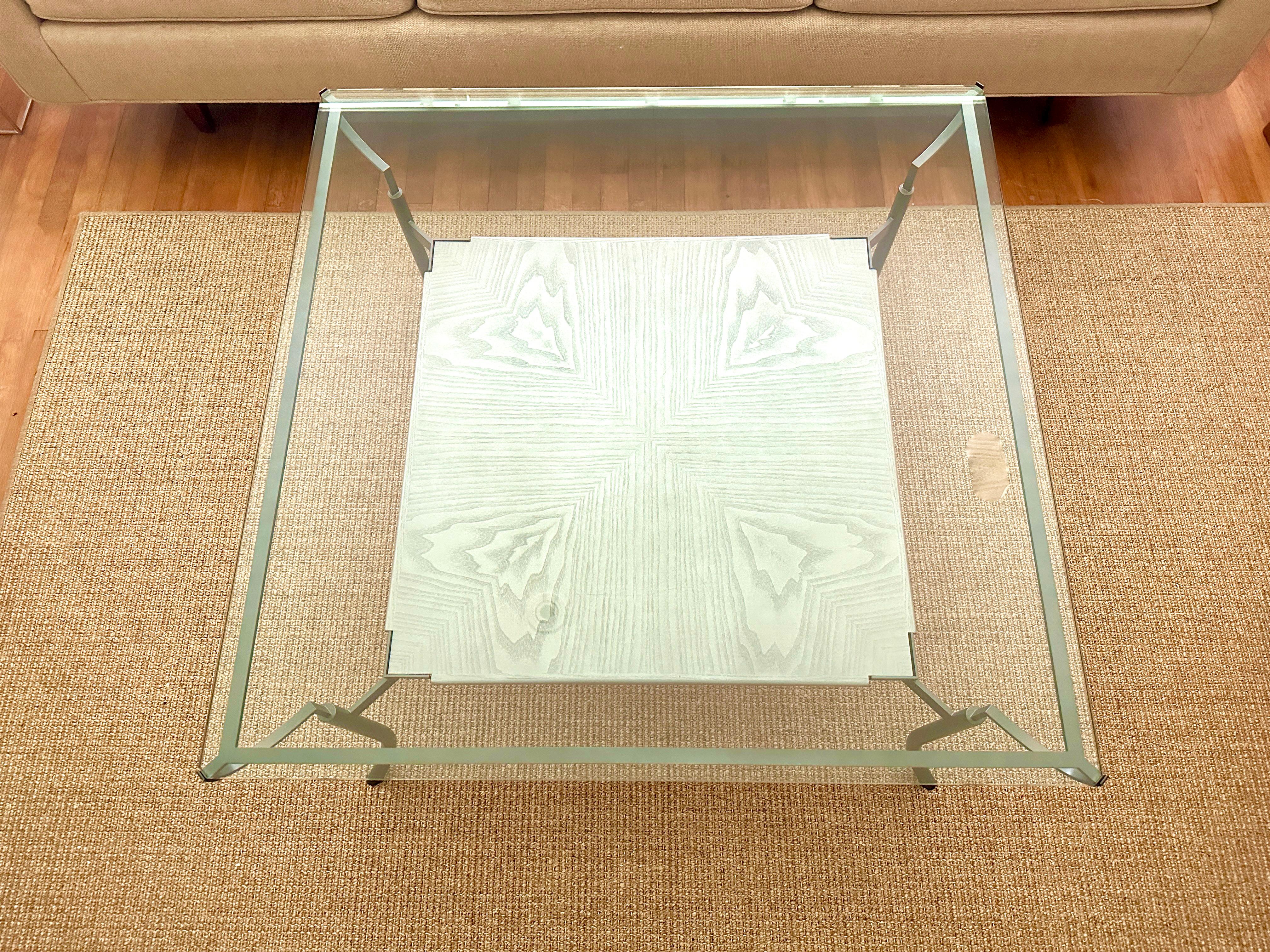 John Saladino QUADRANT Glass Top Coffee Table With Tray 1