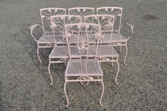 John Salterini 7 Pc Flower Leaf Scrollwork Garden Wrought Iron Dining Patio Set