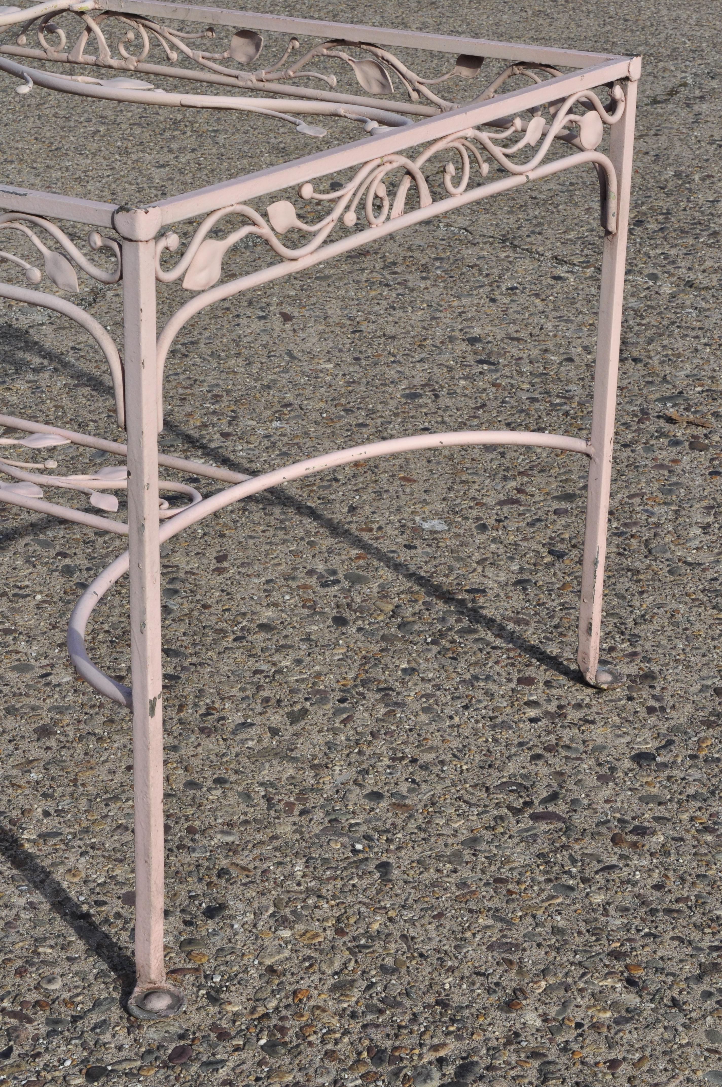 American John Salterini 7 Pc Flower Leaf Scrollwork Garden Wrought Iron Dining Patio Set