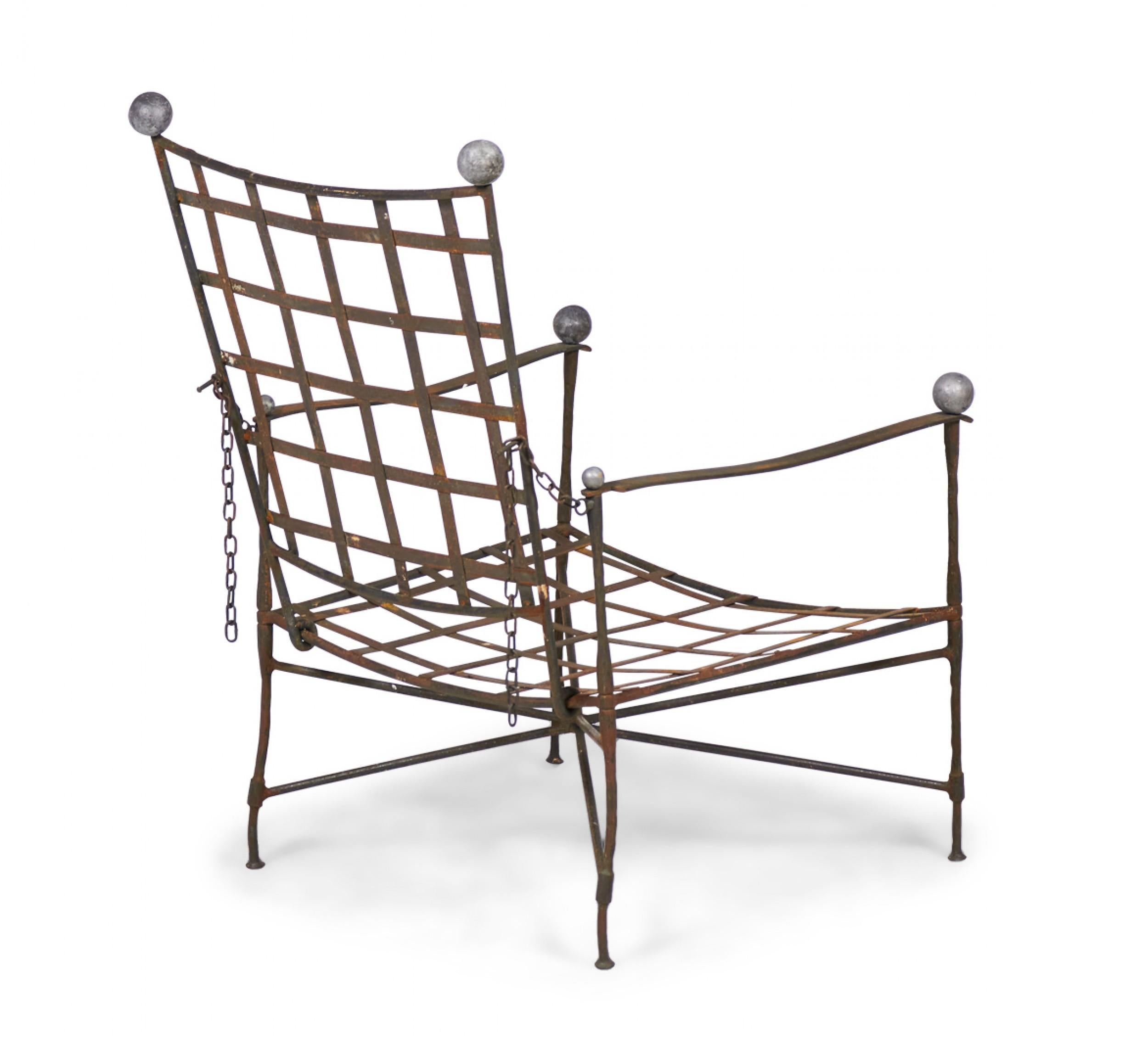 Wrought Iron John Salterini American Mid-Century Outdoor Iron Lounge / Armchair For Sale