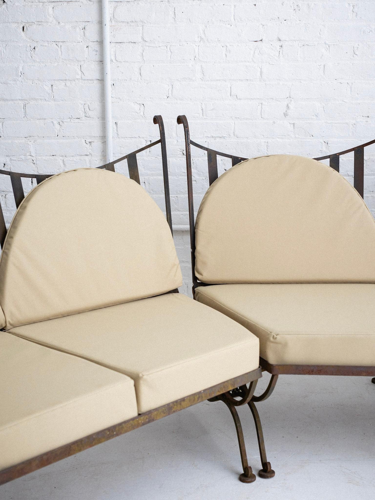 20th Century John Salterini Attributed Wrought Iron Outdoor Sectional