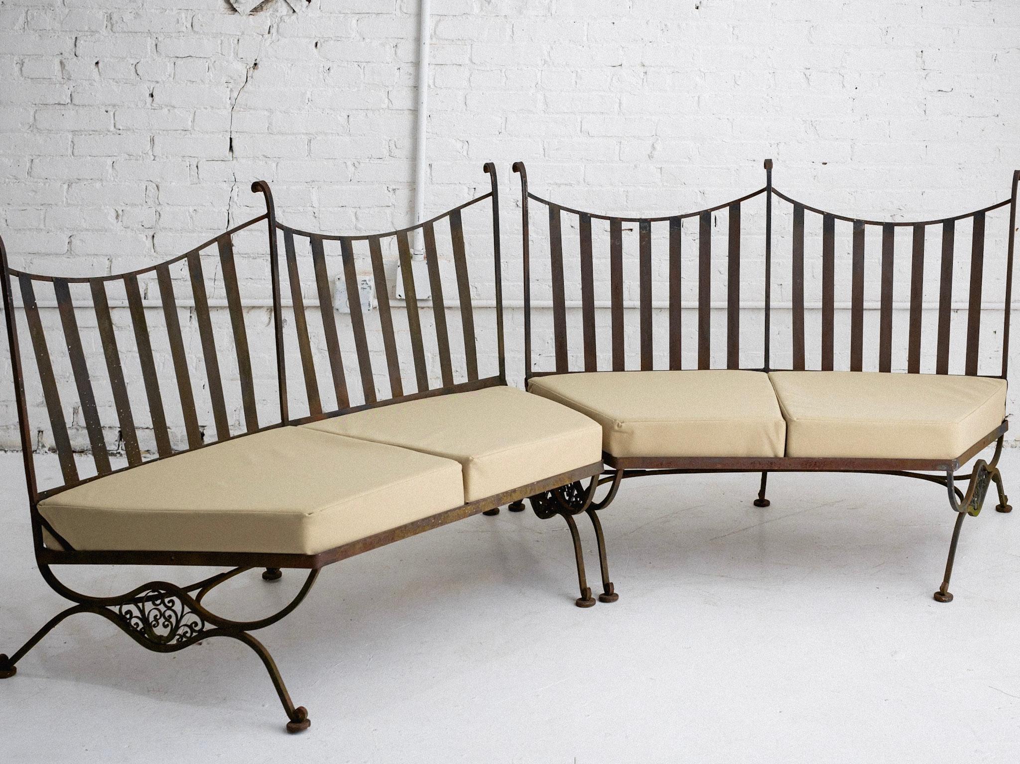 Upholstery John Salterini Attributed Wrought Iron Outdoor Sectional