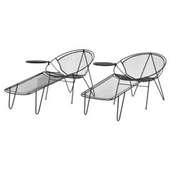 John Salterini Black Metal Lounges with Ottomans And Cocktail Tables - Set of 2